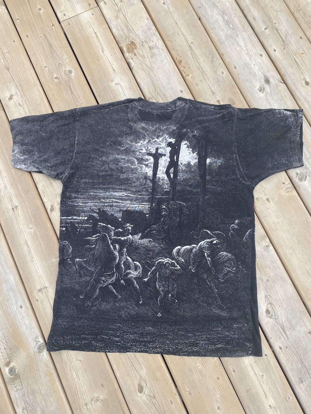Vintage RARE AOP Gustave Dore Religious Art “Jesus Crucifixion” Tee Size US XL / EU 56 / 4 - 2 Thumbnail