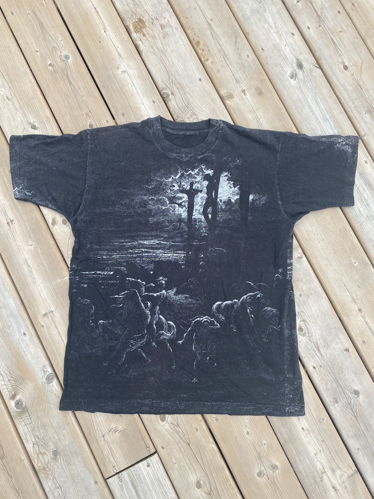 Vintage RARE AOP Gustave Dore Religious Art “Jesus Crucifixion” Tee Size US XL / EU 56 / 4 - 4 Thumbnail