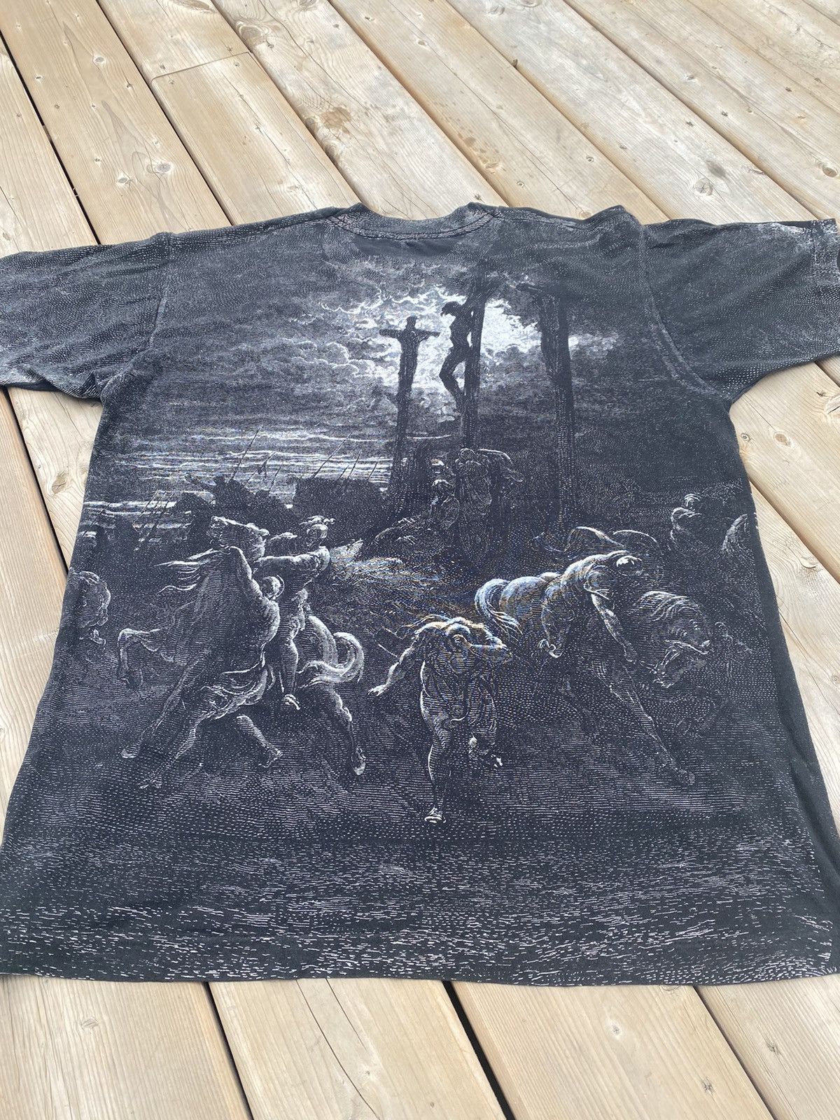 Vintage RARE AOP Gustave Dore Religious Art “Jesus Crucifixion” Tee Size US XL / EU 56 / 4 - 1 Thumbnail