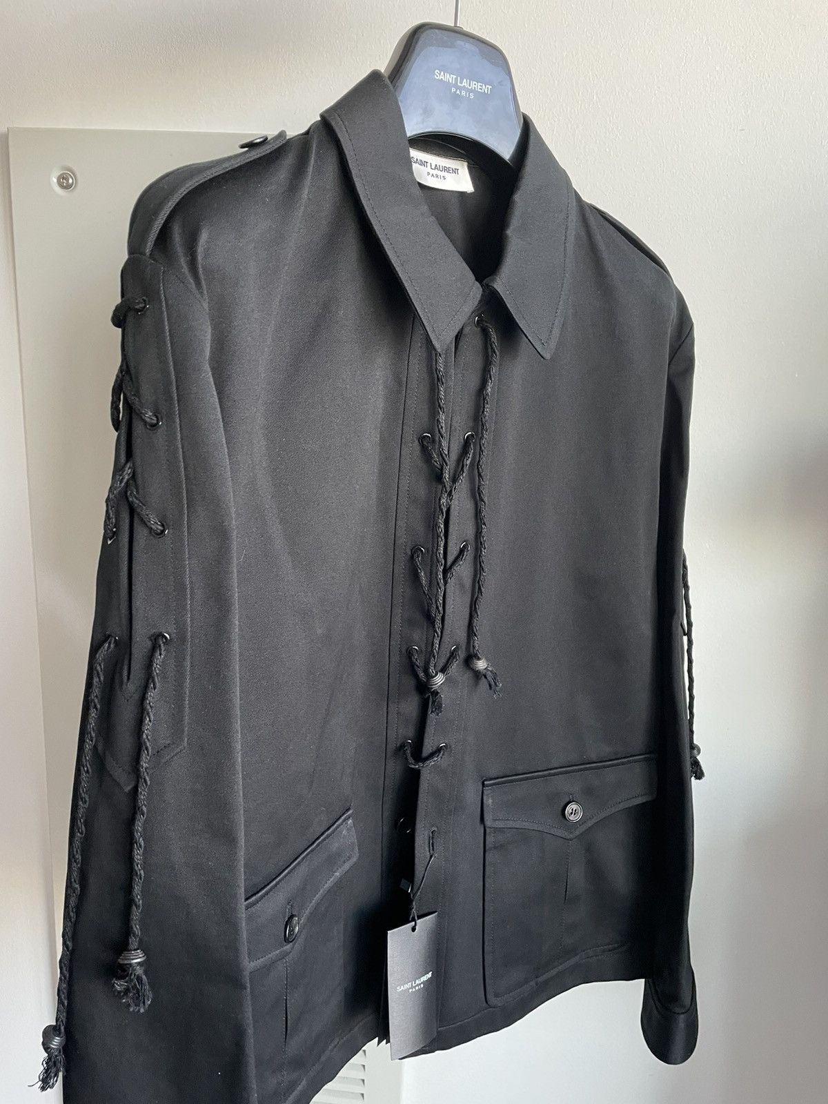 Hedi Slimane × Saint Laurent Paris × Yves Saint Laurent $3k Sold Out Rare Super Runway Laces Jacket Limited Edition Size US XL / EU 56 / 4 - 4 Thumbnail