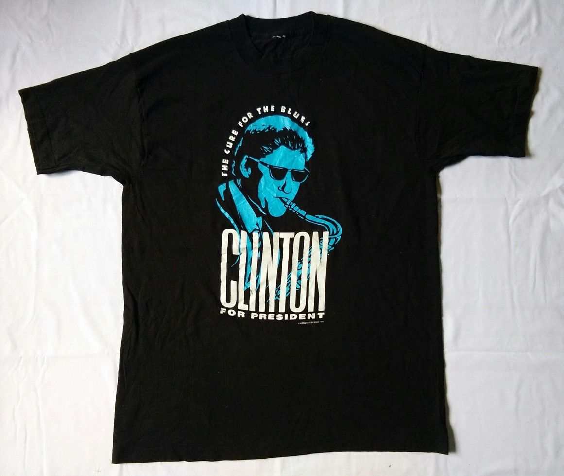 image of Vintage 90's 1992 President Bill Clinton Tee in Black, Men's (Size XL)