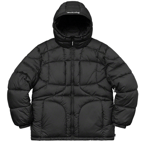 image of Supreme Warp Hooded Puffy Jacket Black Xl, Men's