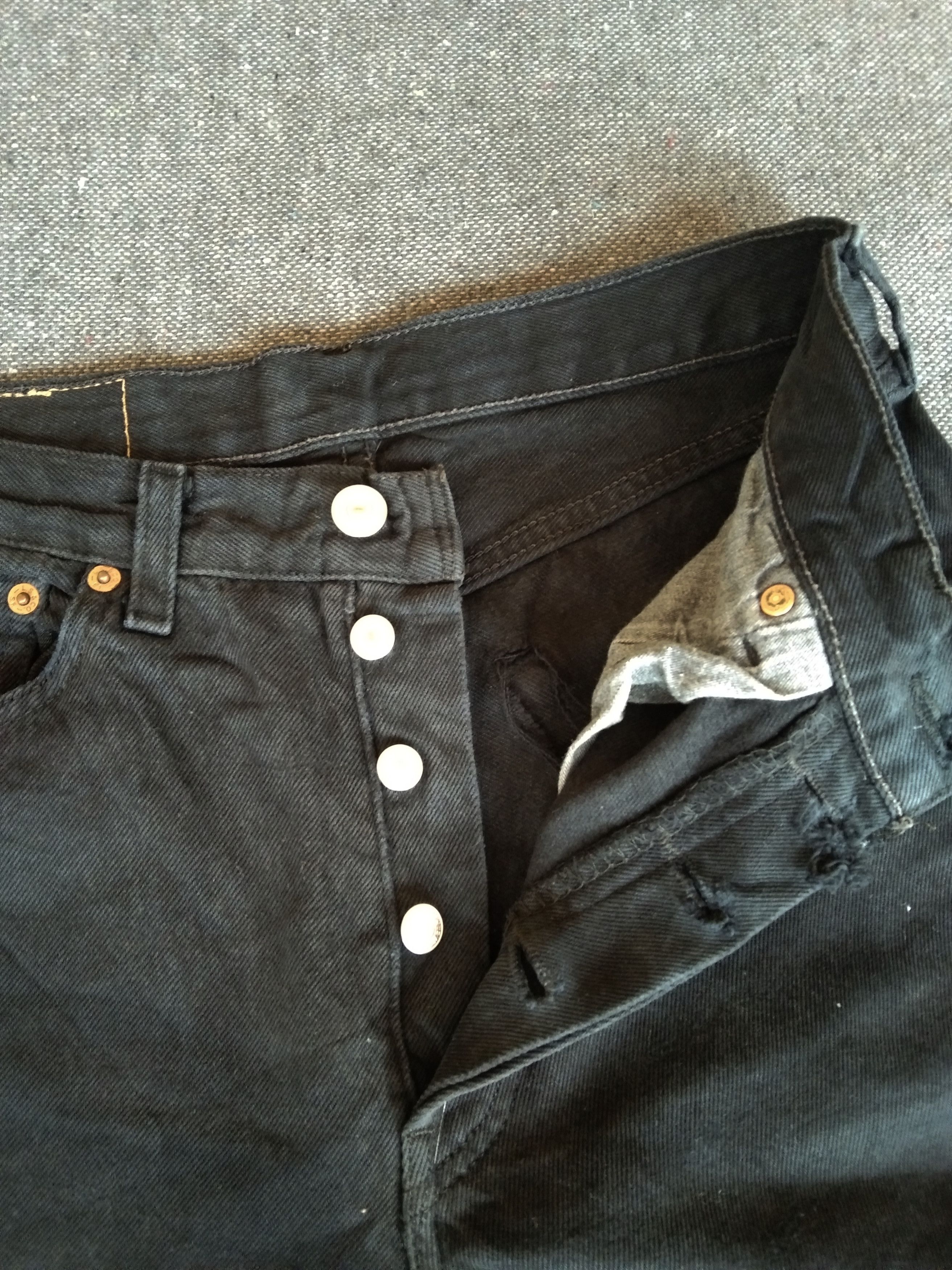 Levi's 90s Vintage Levi's 501 Black Distressed Jeans 29x34 Size US 29 - 7 Thumbnail