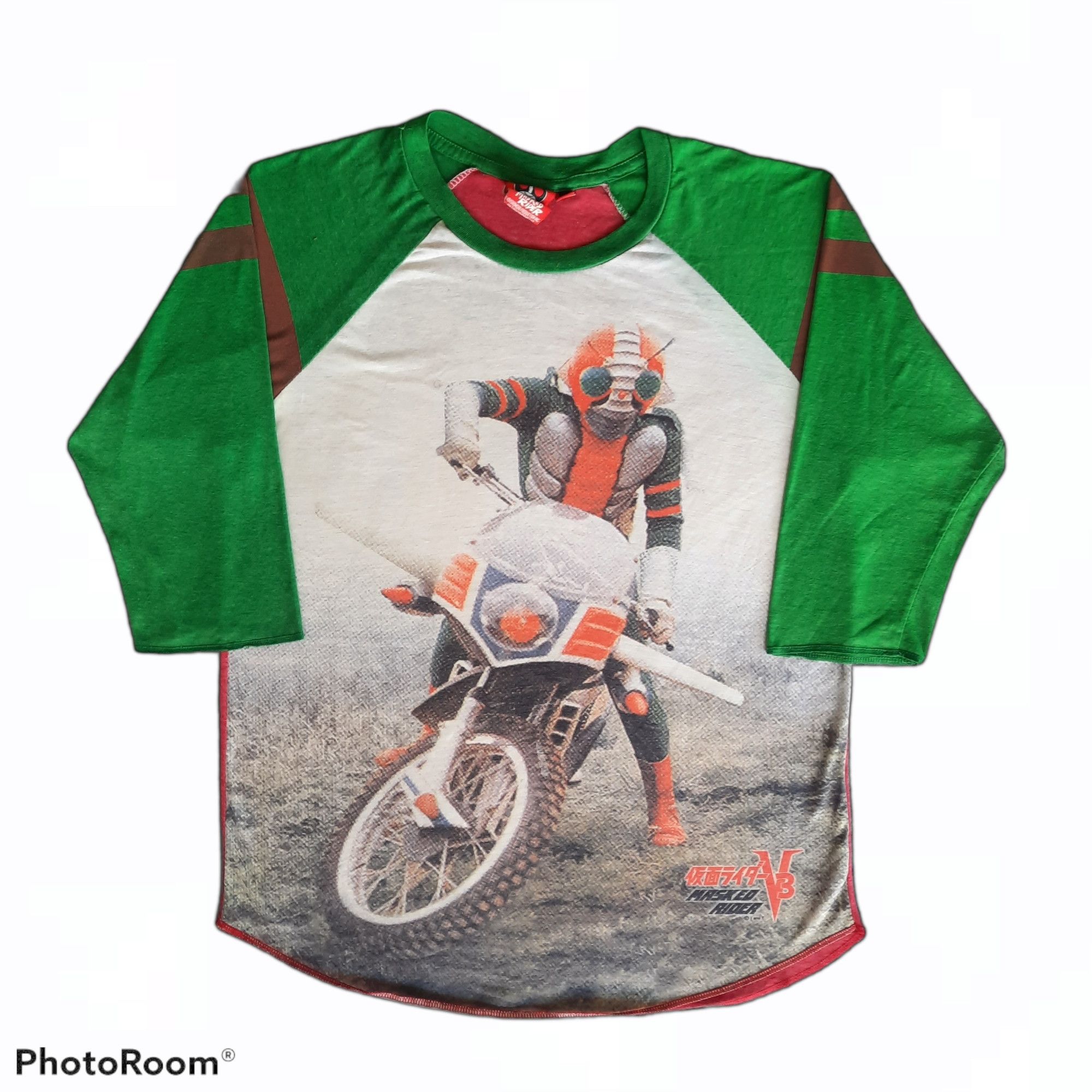 image of Anima x Archival Clothing action Kamen Rider V3 Full Print Raglan 3Q Tshirt, Men's (Size Medium)