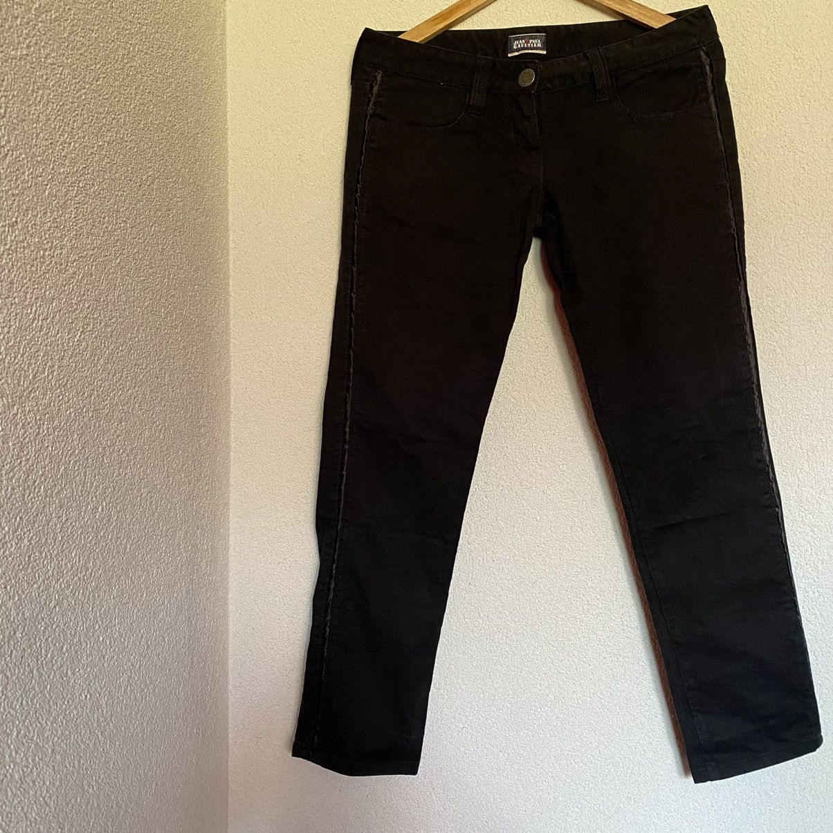 Image of Jean Paul Gaultier Stripe Denim Jeans in Black, Men's (Size 30)