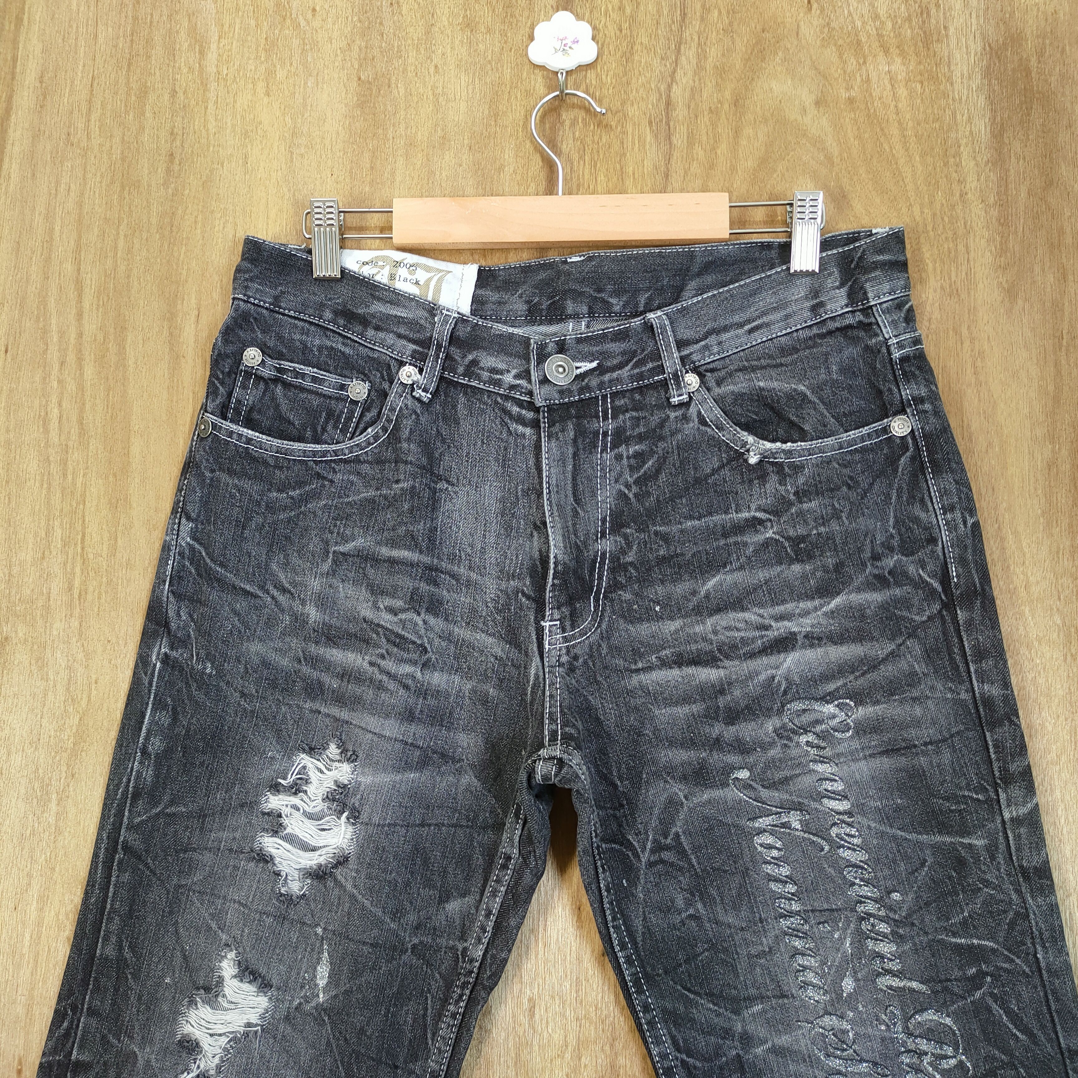 Japanese Brand VINTAGE JAPANESE WING FADED BLACK JEANS PANTS Size US 32 / EU 48 - 3 Thumbnail