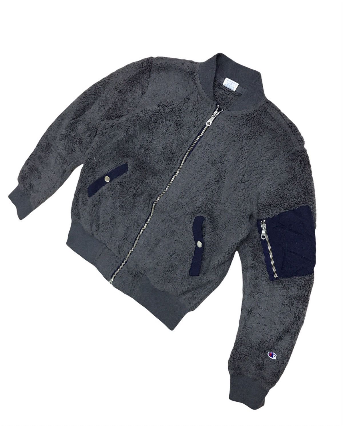 Champion × Vintage Vintage Champion Bomber Fleece Jacket Winter Streetwear Size US M / EU 48-50 / 2 - 2 Thumbnail