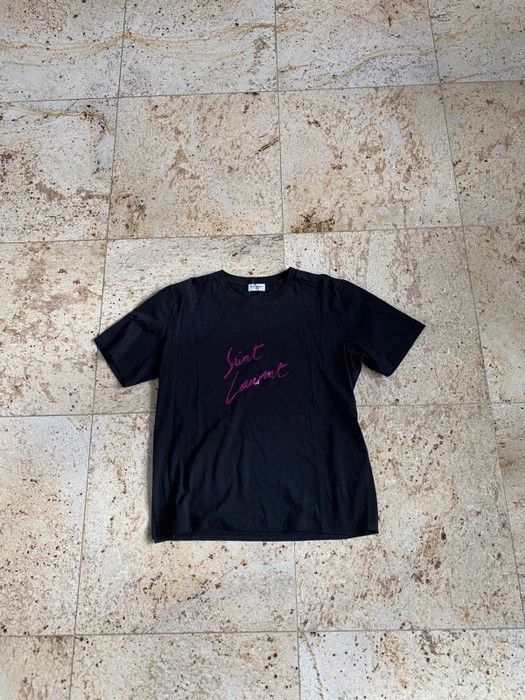 image of Saint Laurent Paris Logo Tee, Ss In Black, Men's (Size XS)