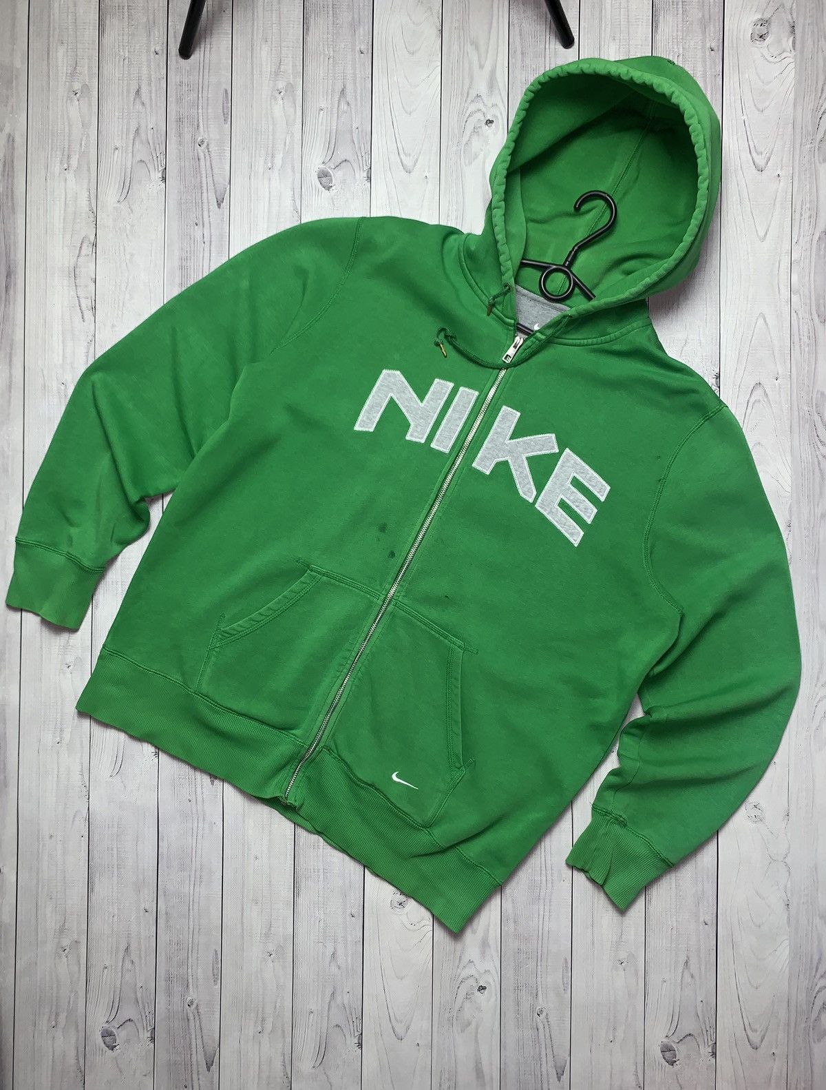 Nike × Vintage Vintage Nike zip hoodie big logo green rare size XXL Size US XXL / EU 58 / 5 - 1 Thumbnail