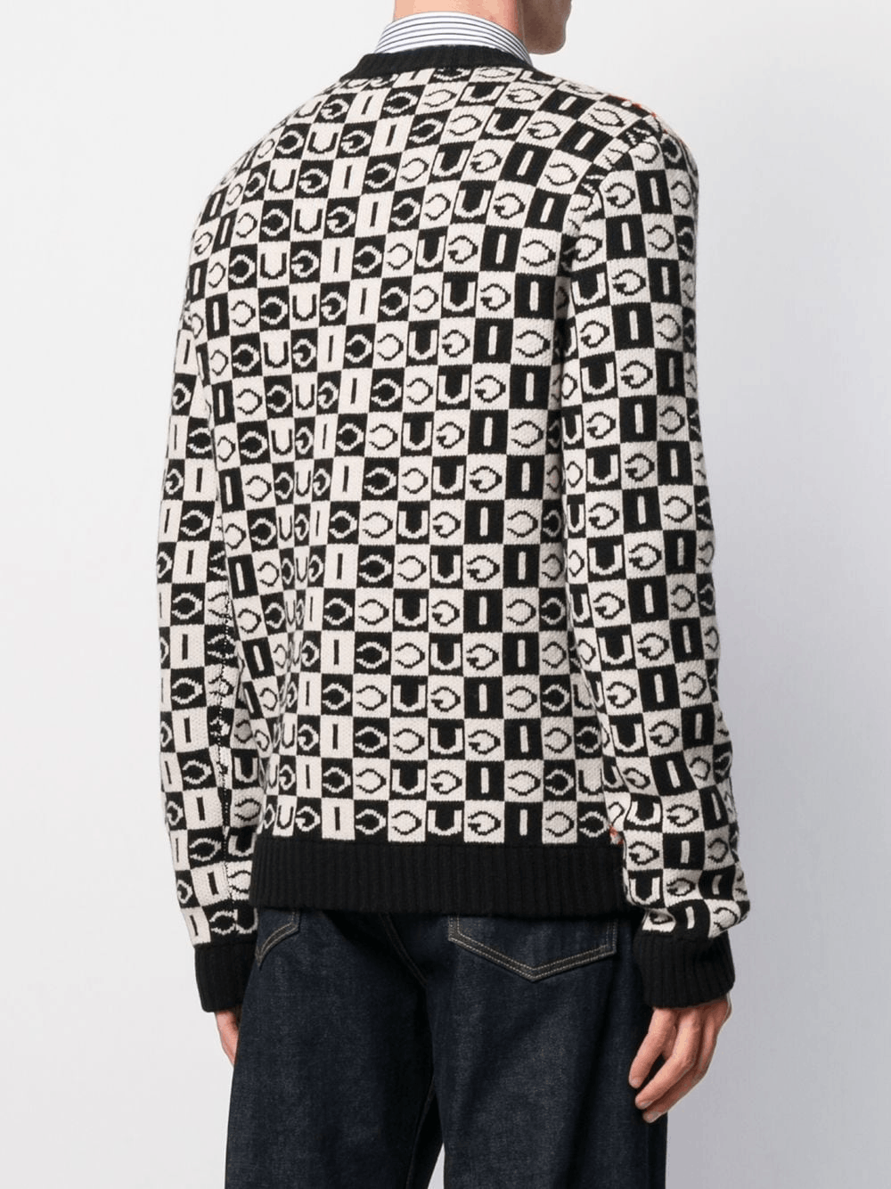 Gucci $1100 GUCCI jacquard logo wool v-neck sweater Medium Size US M / EU 48-50 / 2 - 2 Thumbnail