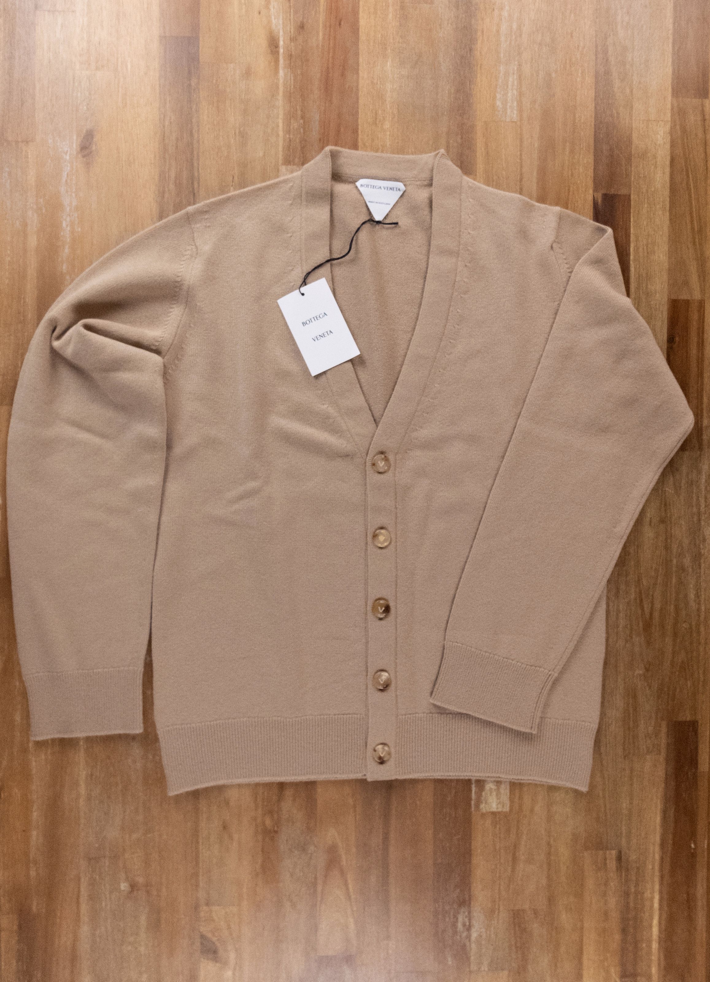 image of Bottega Veneta Beige Cashmere Knit Cardigan Sweater Large, Men's