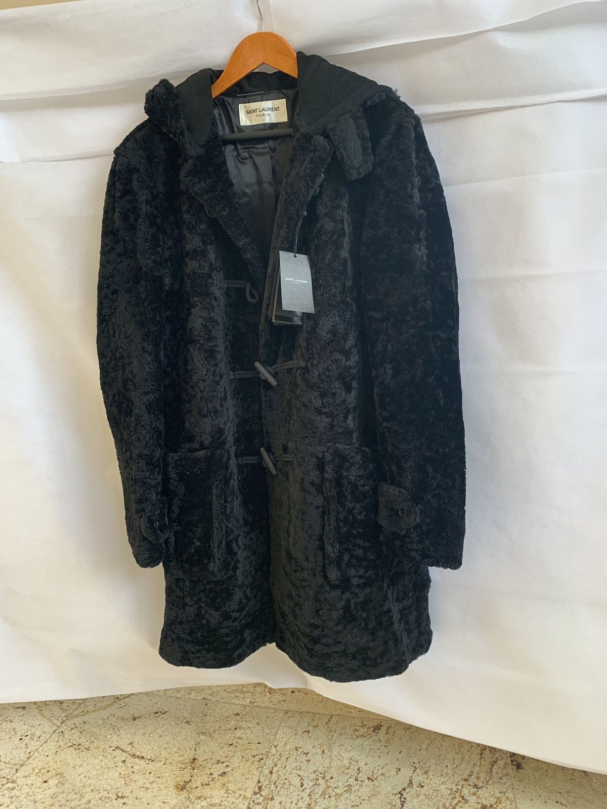 Saint Laurent Paris o1rshd1 Duffle Shearling Coat With Suede Hood in Black Size US M / EU 48-50 / 2 - 12 Thumbnail
