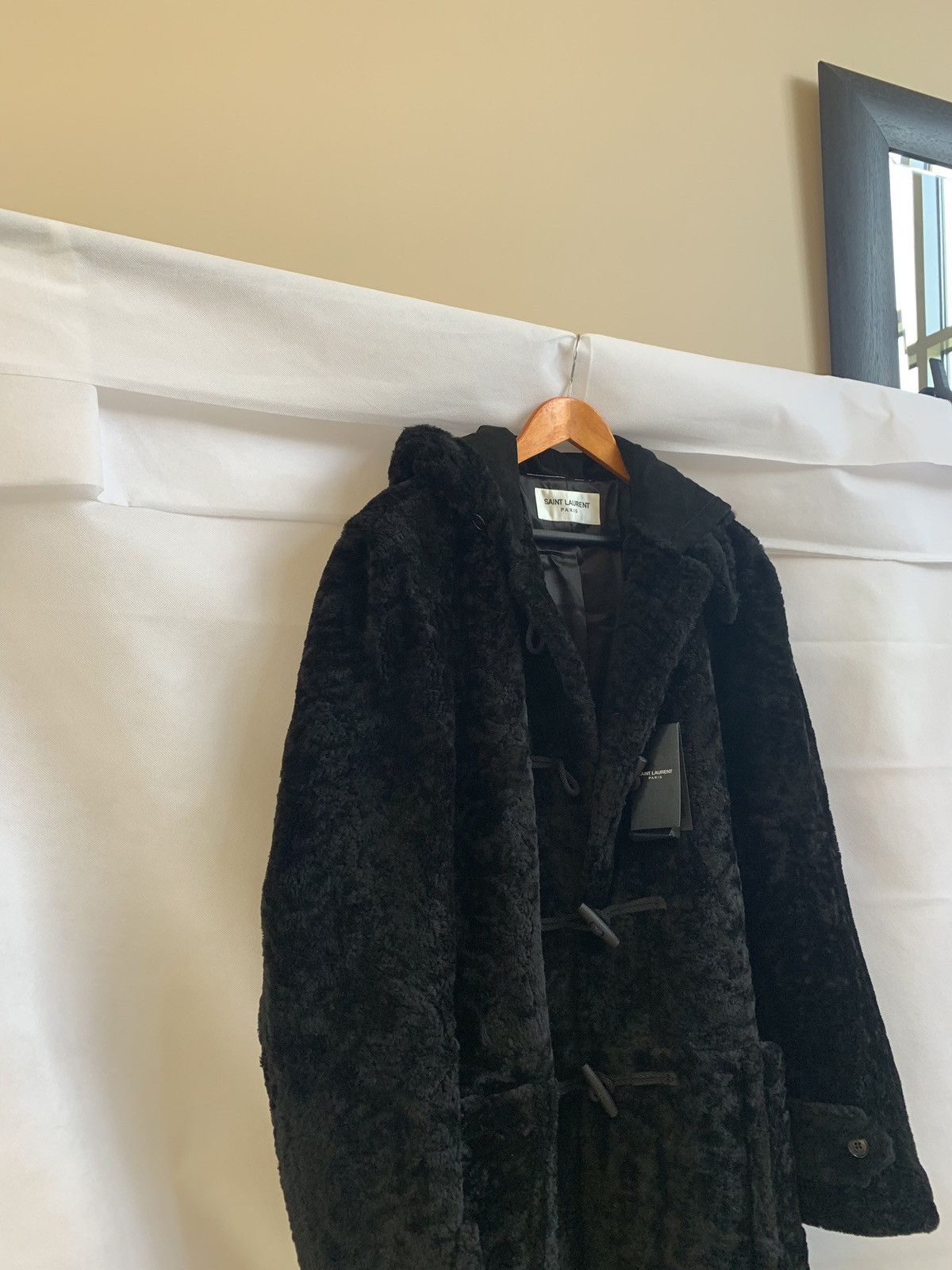 Saint Laurent Paris o1rshd1 Duffle Shearling Coat With Suede Hood in Black Size US M / EU 48-50 / 2 - 3 Thumbnail