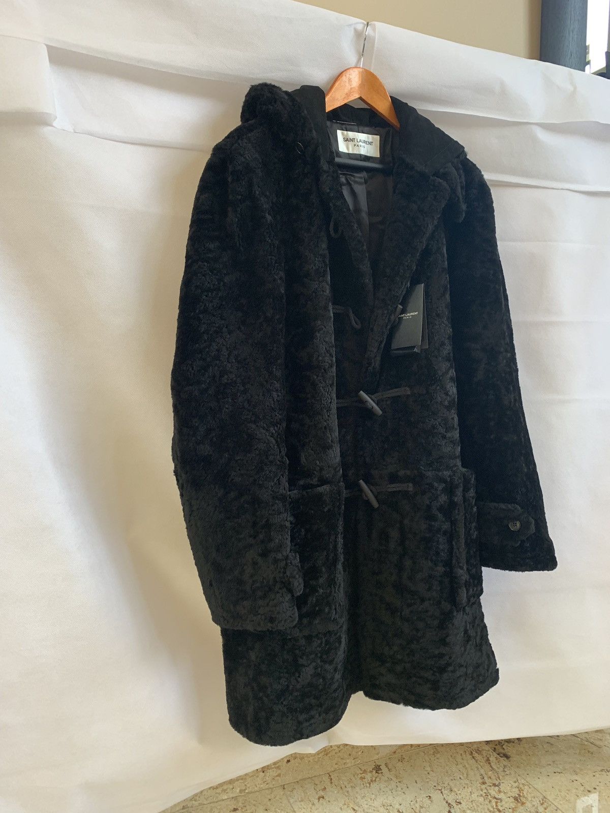 Saint Laurent Paris o1rshd1 Duffle Shearling Coat With Suede Hood in Black Size US M / EU 48-50 / 2 - 5 Thumbnail