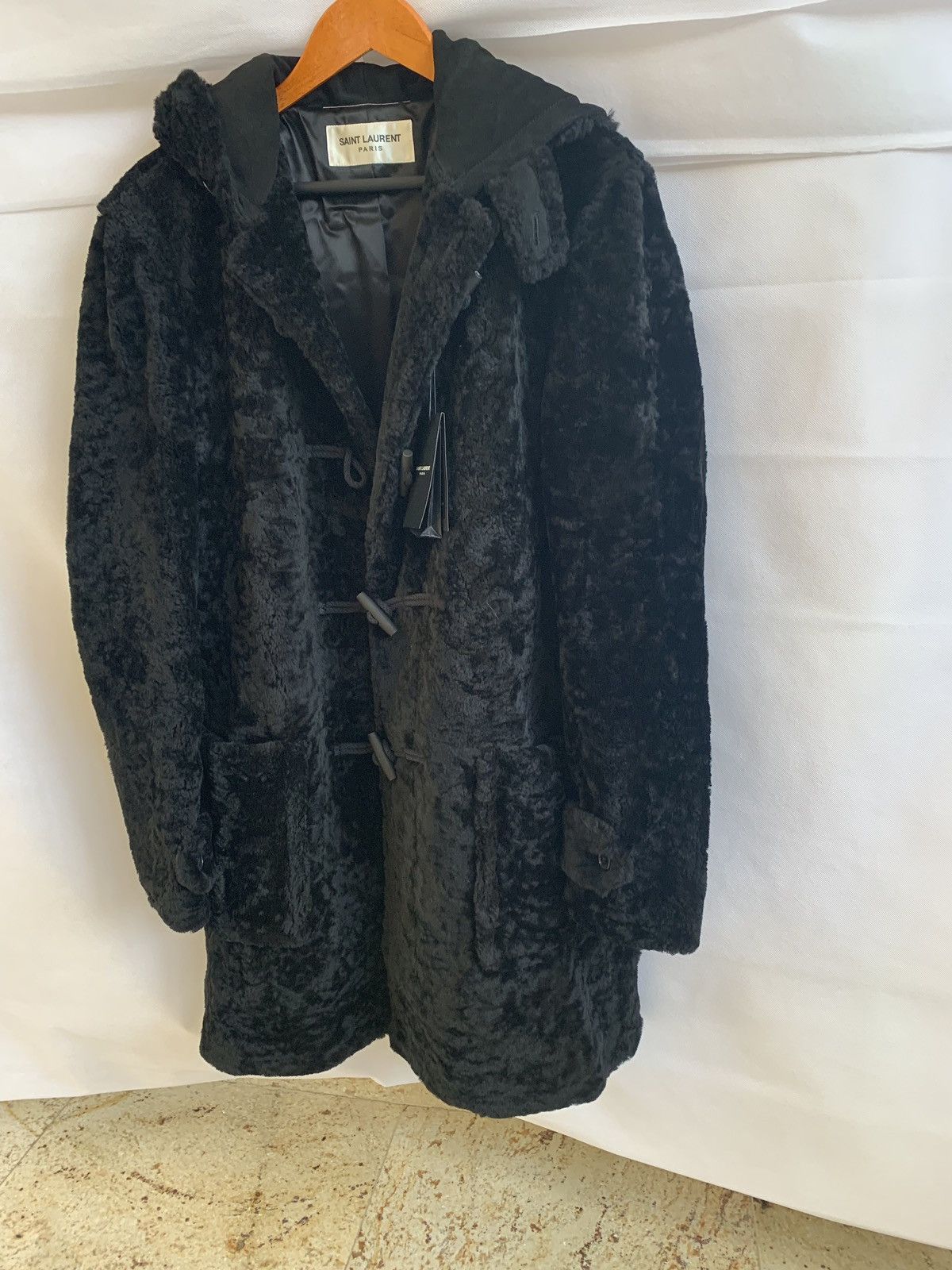 Saint Laurent Paris o1rshd1 Duffle Shearling Coat With Suede Hood in Black Size US M / EU 48-50 / 2 - 2 Thumbnail