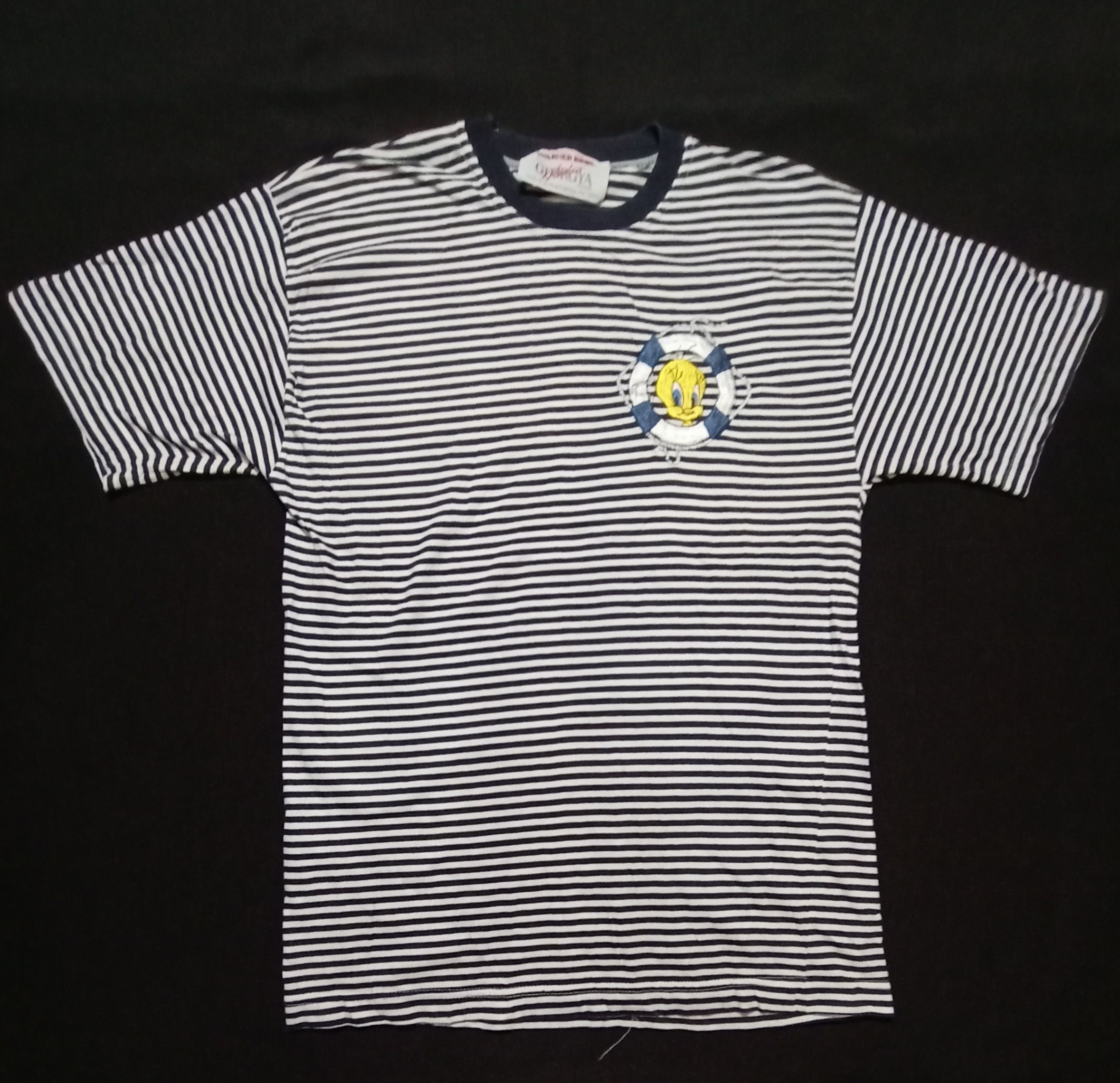 image of Cartoon Network x Vintage 90's Looney Tunes Tweety Bird By Georgya Paris in Black White Stripes (Si