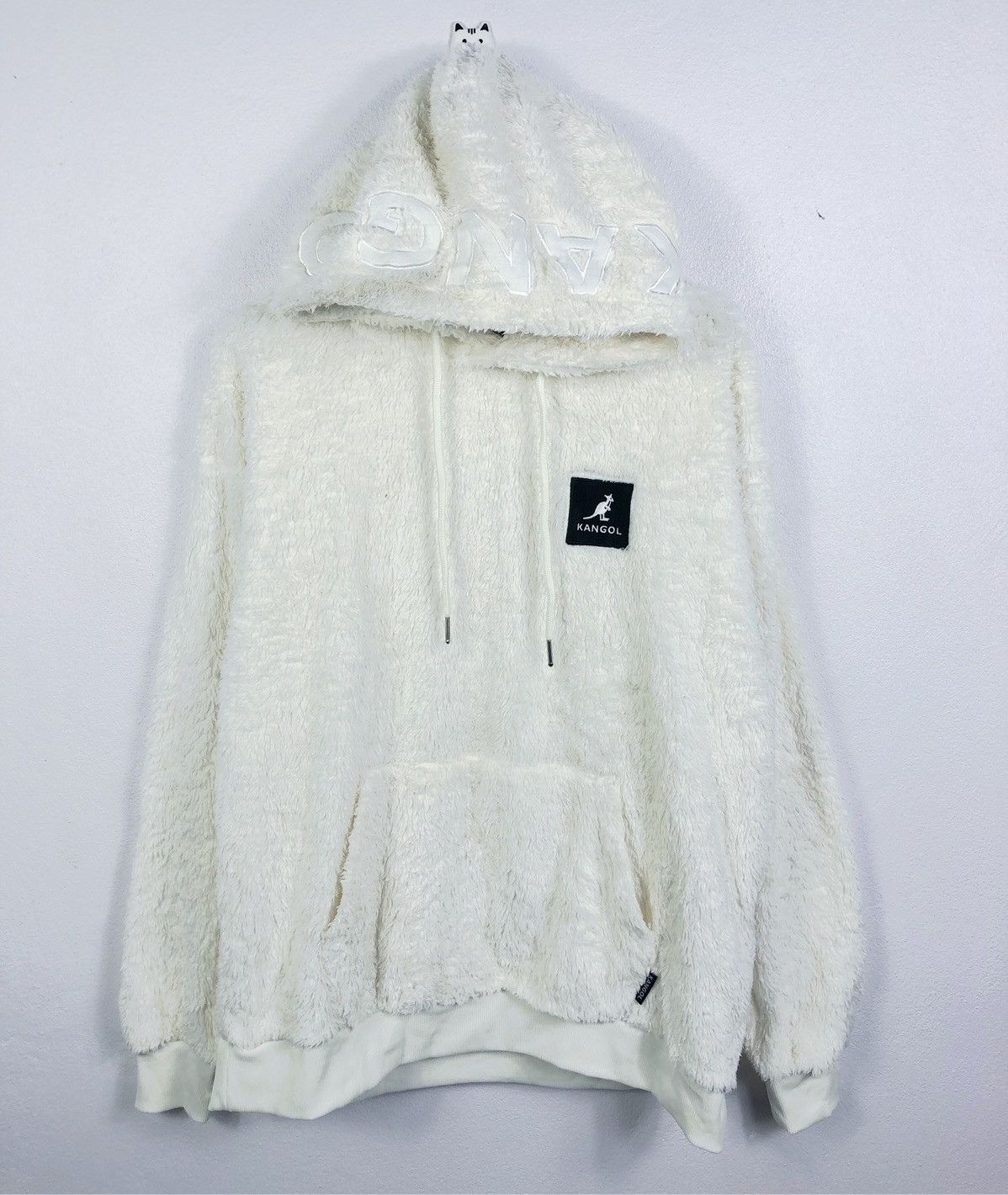 Rare Kangol Faux Fur Hoodie Sweatshirt