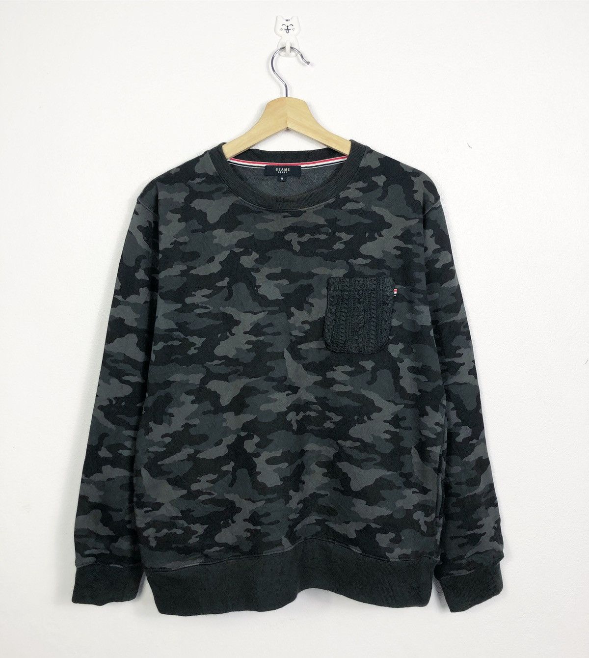 image of Beams Plus Beams Japan Camo Sweatshirt in Grey, Men's (Size Medium)
