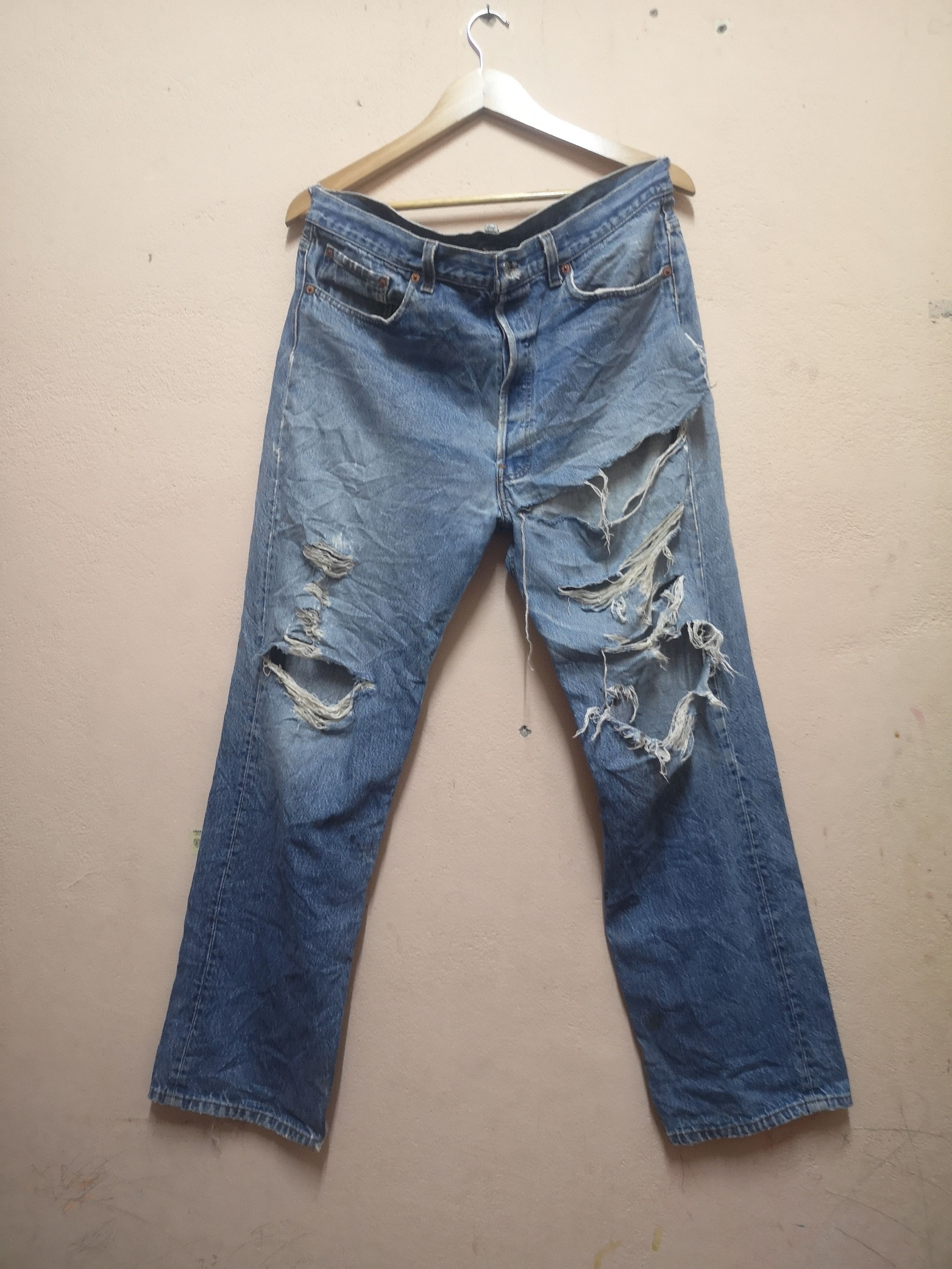 image of 501Distressed Kurt Cobain Fashion Style in Denim, Men's (Size 36)