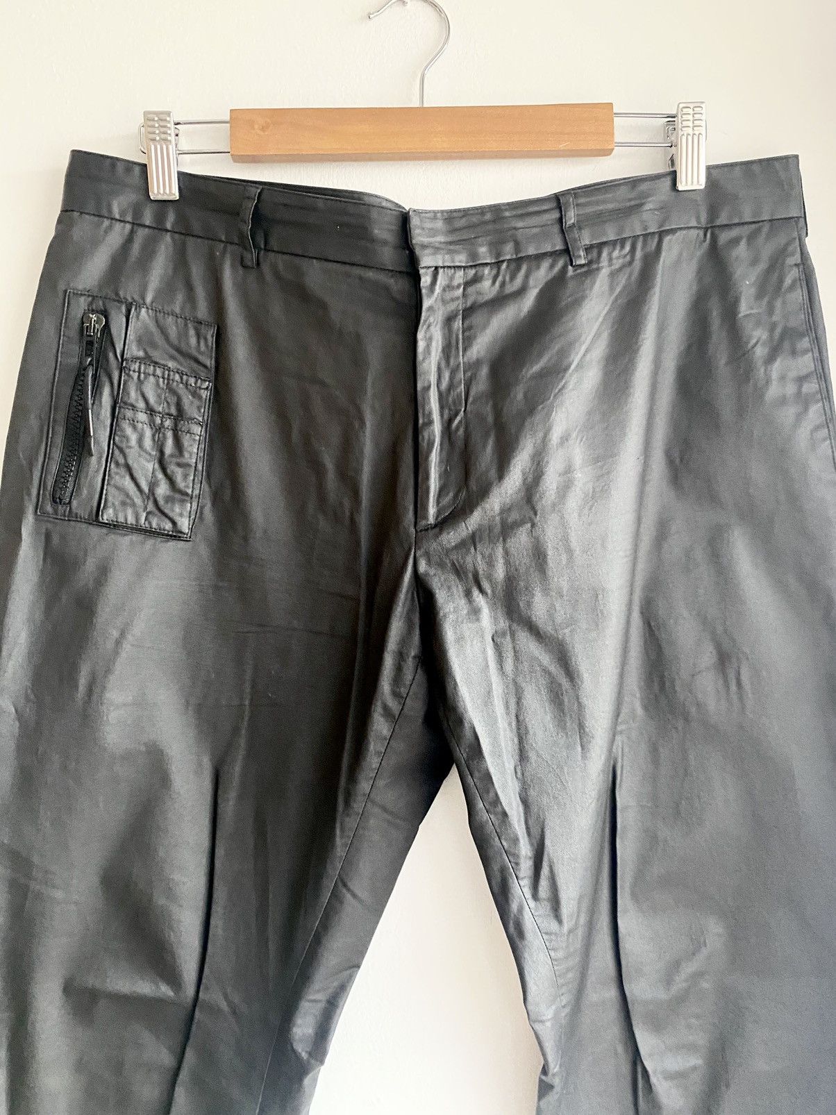 image of Dior Homme 04 ‘Strip’ Wax Coated Nylon Cargo Pants Waxed in Black, Men's (Size 34)