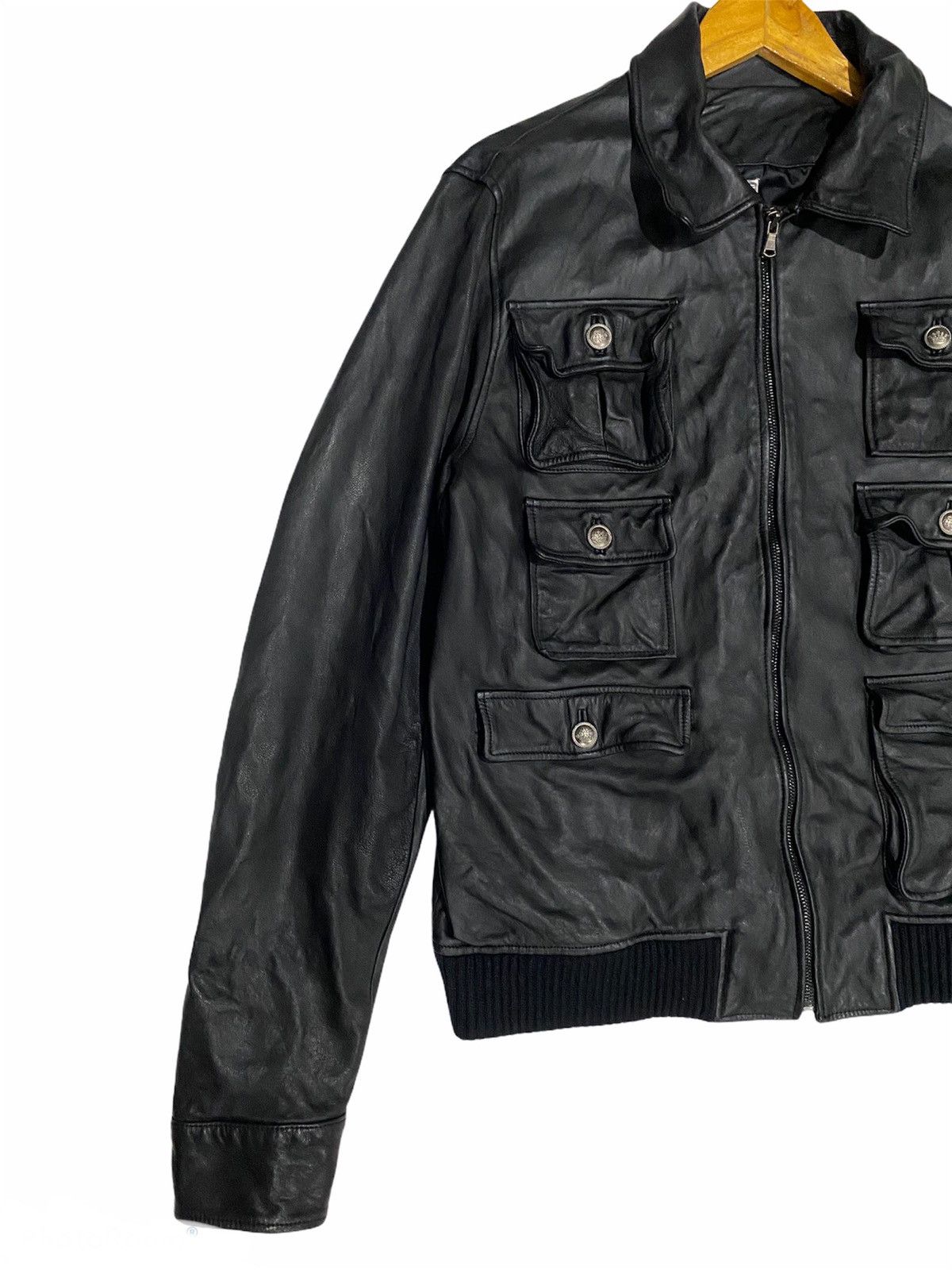 Hysteric Glamour 🧨Korean Y2K 6 pocket Tactical Leather Jacket black colour Size US L / EU 52-54 / 3 - 6 Thumbnail