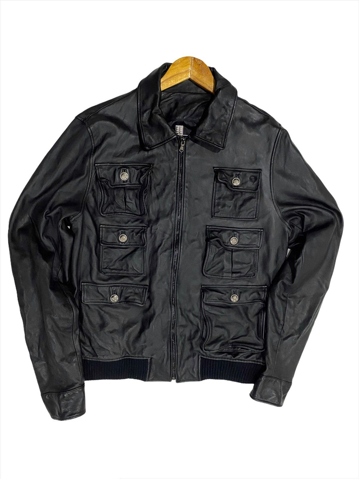 Hysteric Glamour 🧨Korean Y2K 6 pocket Tactical Leather Jacket black colour Size US L / EU 52-54 / 3 - 8 Thumbnail