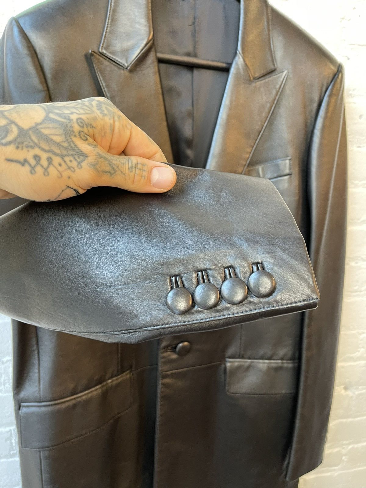 Celine × Hedi Slimane Celine SS19 RUNWAY NEW LEATHER PEACOAT JACKET EU50 Size US M / EU 48-50 / 2 - 5 Thumbnail