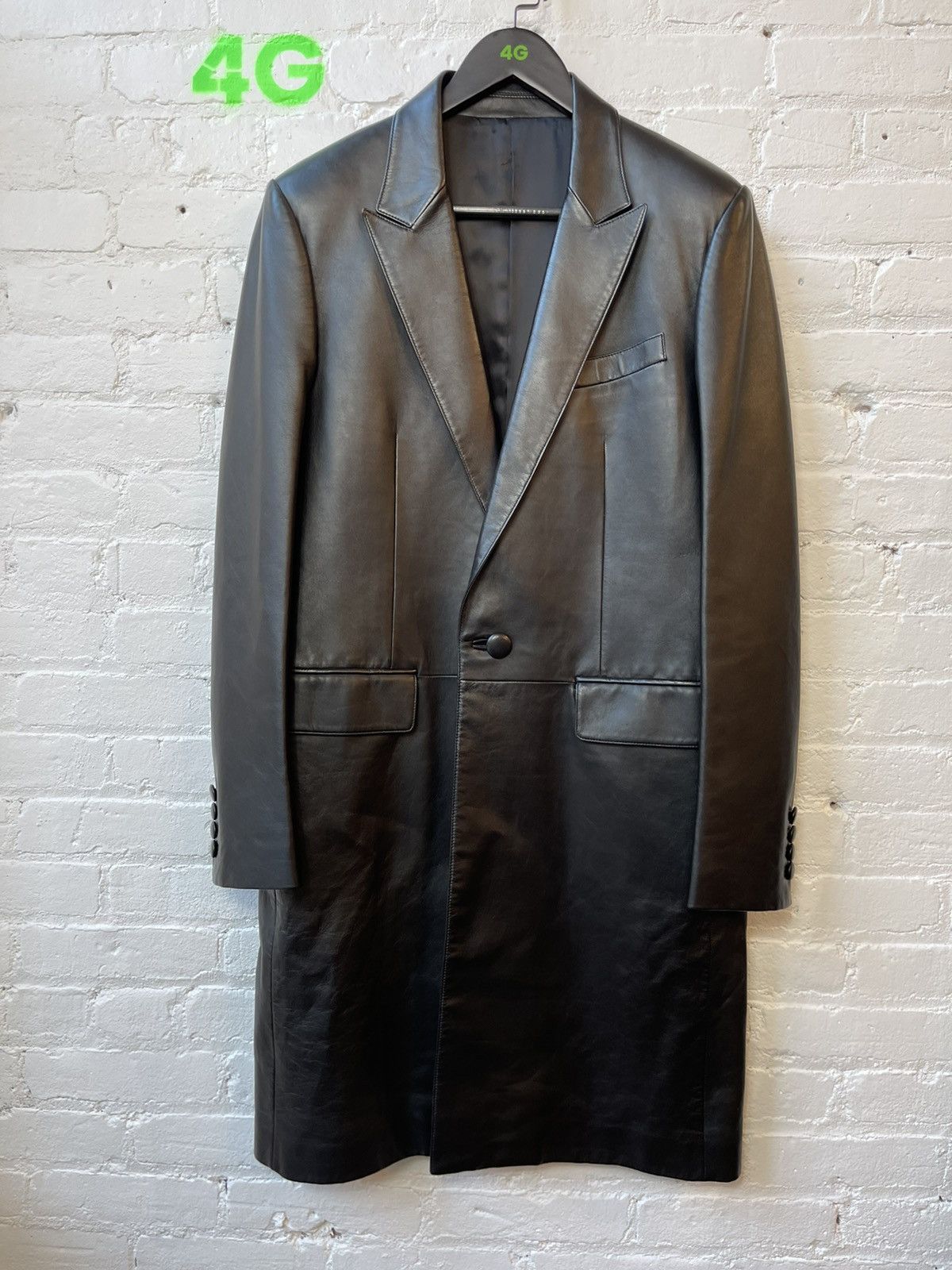 Celine × Hedi Slimane Celine SS19 RUNWAY NEW LEATHER PEACOAT JACKET EU50 Size US M / EU 48-50 / 2 - 3 Thumbnail