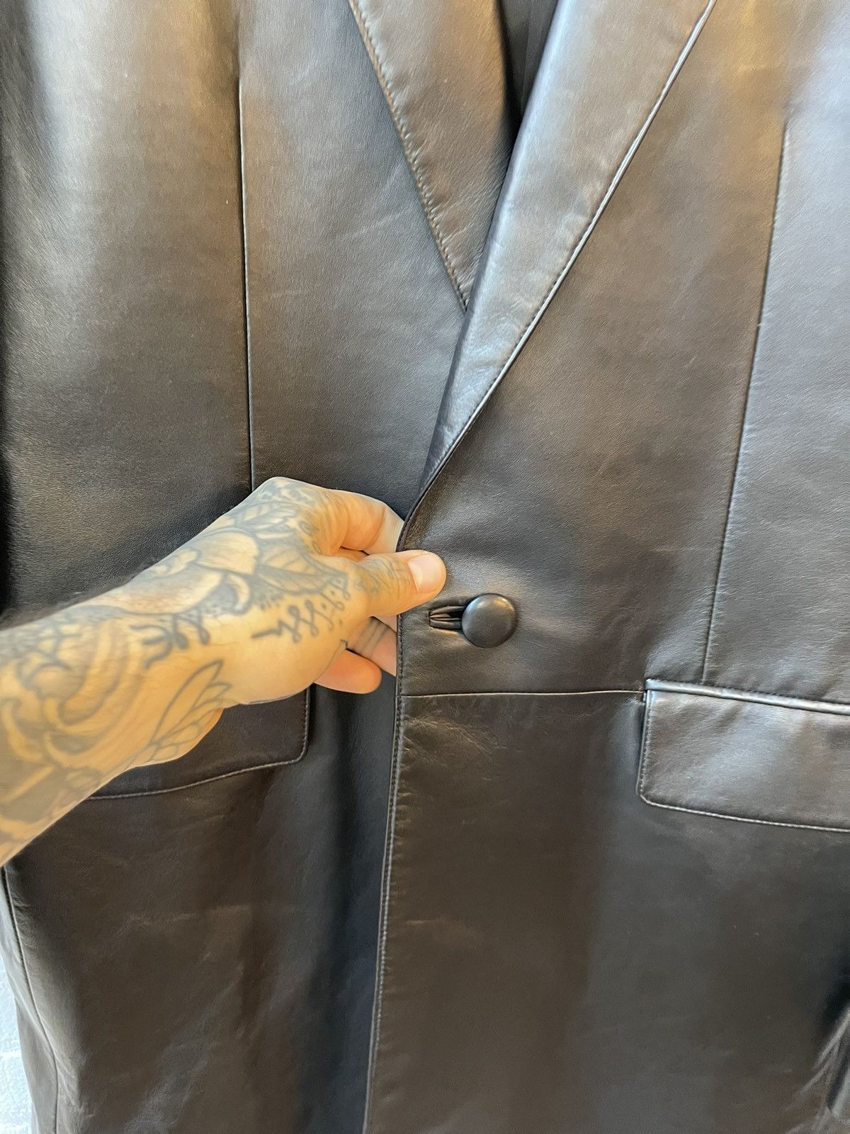 Celine × Hedi Slimane Celine SS19 RUNWAY NEW LEATHER PEACOAT JACKET EU50 Size US M / EU 48-50 / 2 - 7 Thumbnail