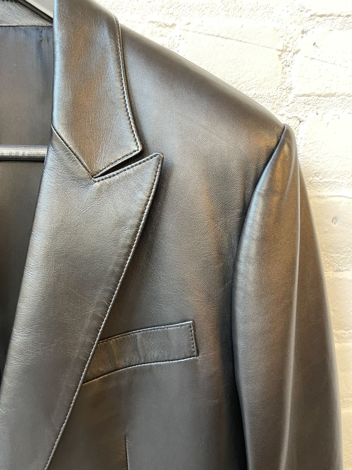 Celine × Hedi Slimane Celine SS19 RUNWAY NEW LEATHER PEACOAT JACKET EU50 Size US M / EU 48-50 / 2 - 8 Thumbnail