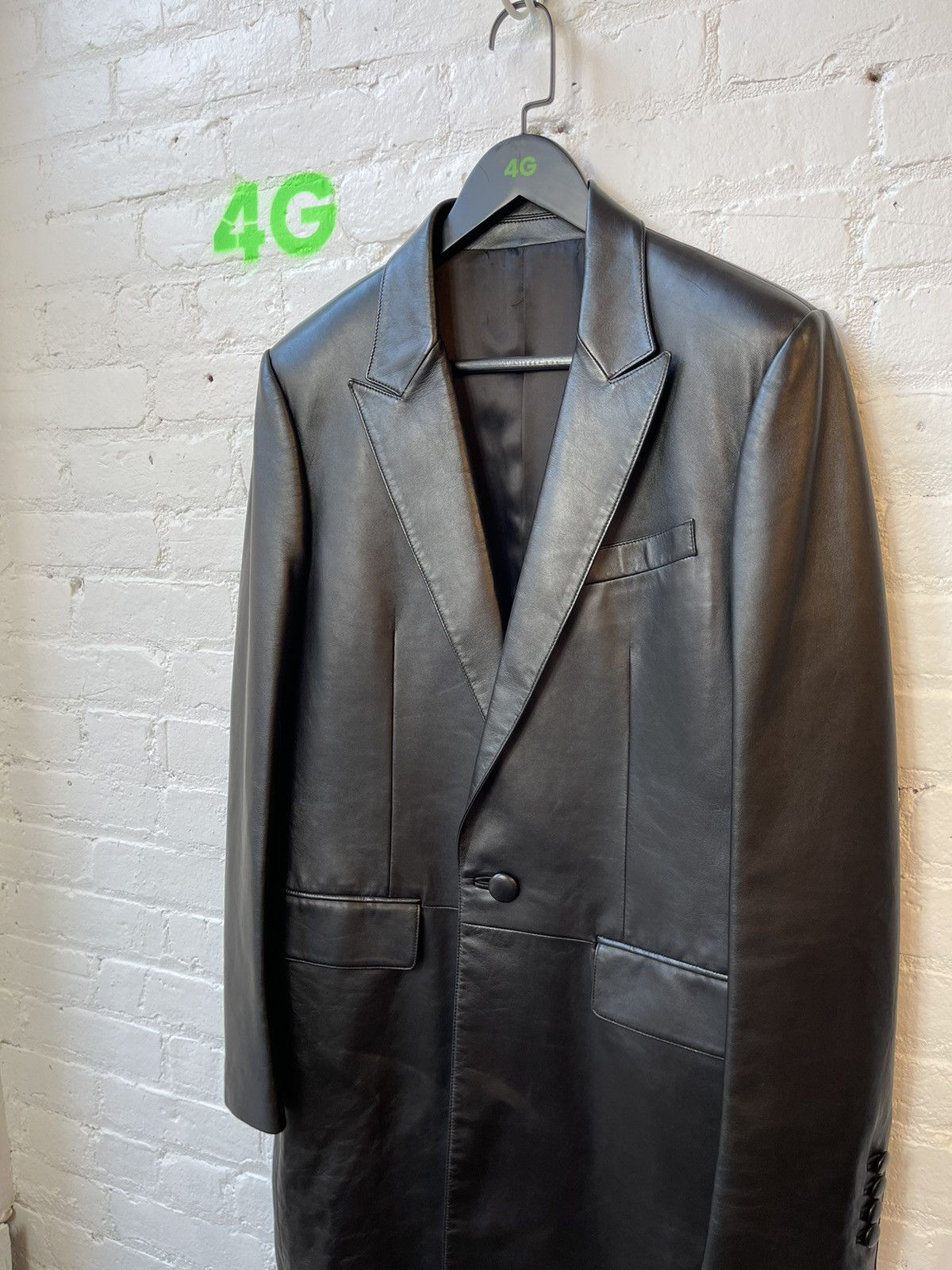 Celine × Hedi Slimane Celine SS19 RUNWAY NEW LEATHER PEACOAT JACKET EU50 Size US M / EU 48-50 / 2 - 4 Thumbnail