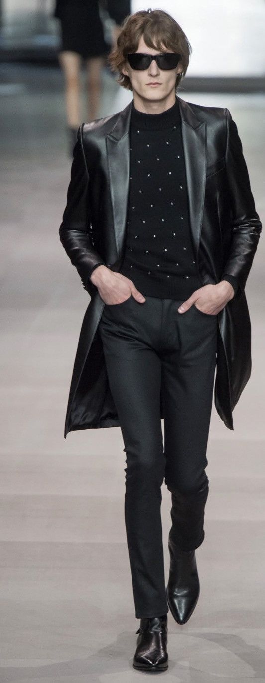 Celine × Hedi Slimane Celine SS19 RUNWAY NEW LEATHER PEACOAT JACKET EU50 Size US M / EU 48-50 / 2 - 6 Thumbnail