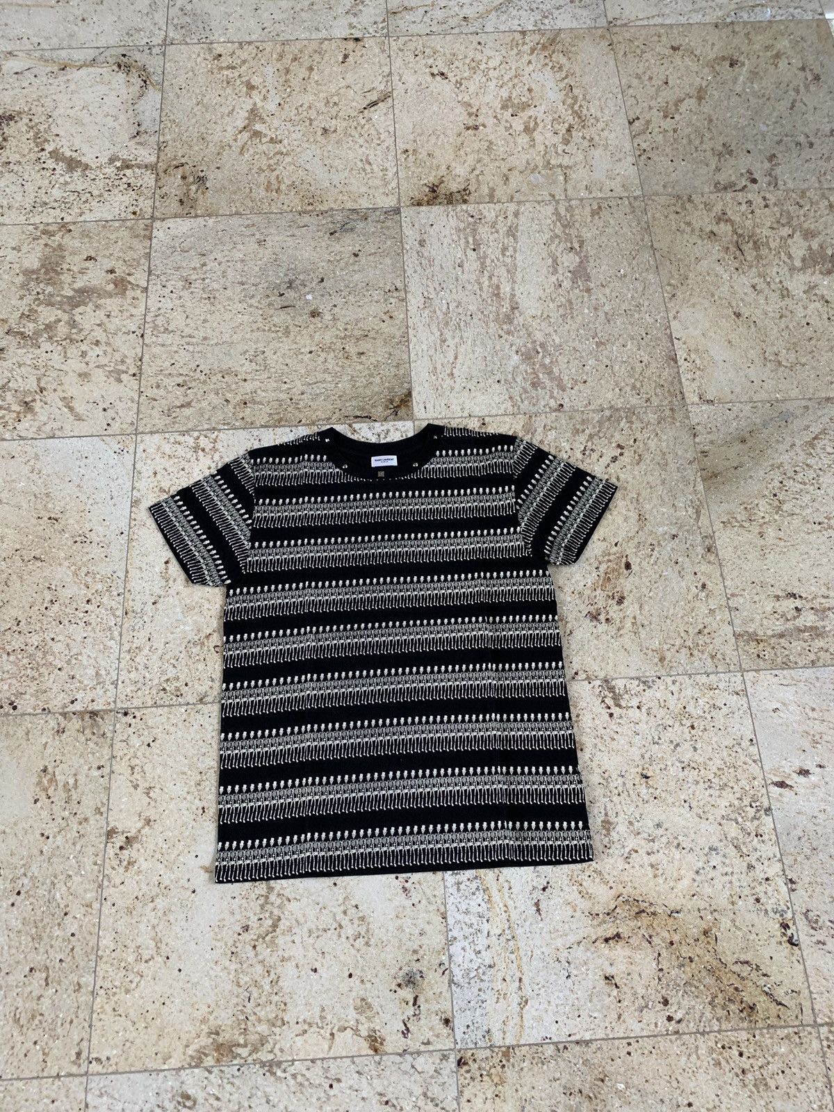 Saint Laurent Paris Skeleton Logo Studded Neck Tee | Grailed