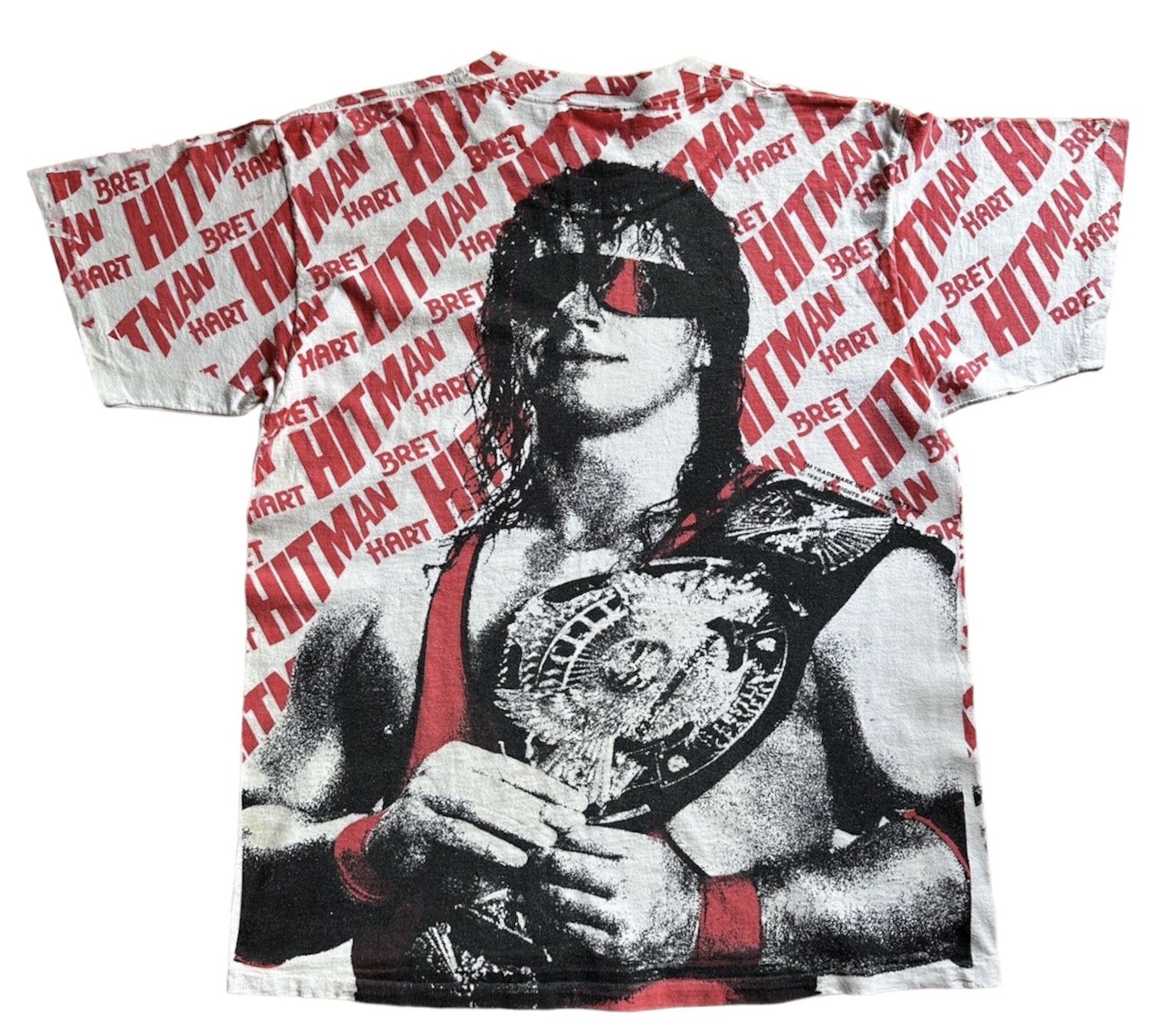 Vintage Rare 1993 WWF Bret Hart All Over Print AOP T-shirt