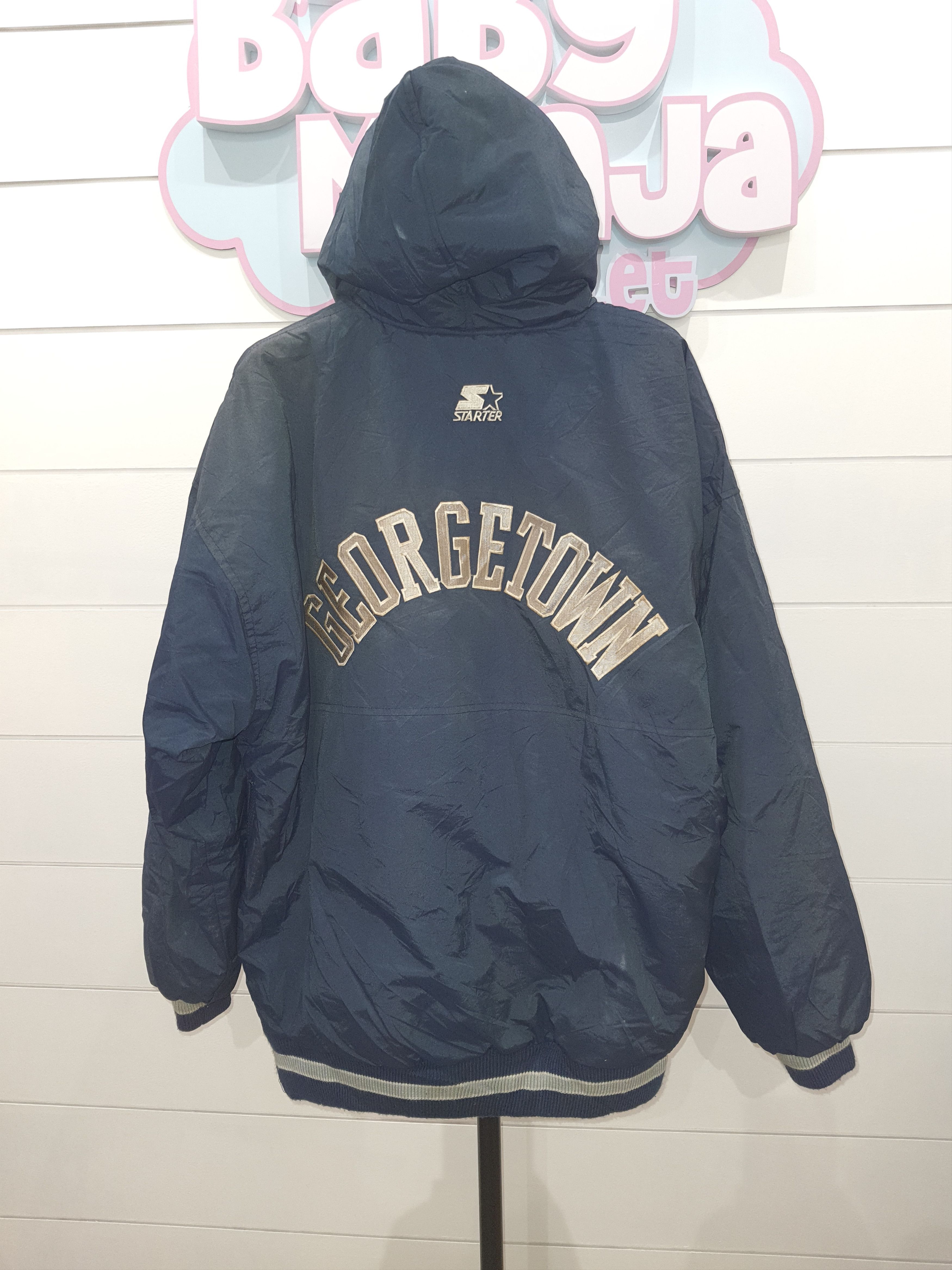 image of American College x Starter Vintage Faded Starter Georgetown University Jacket in Blue (Size Medium)