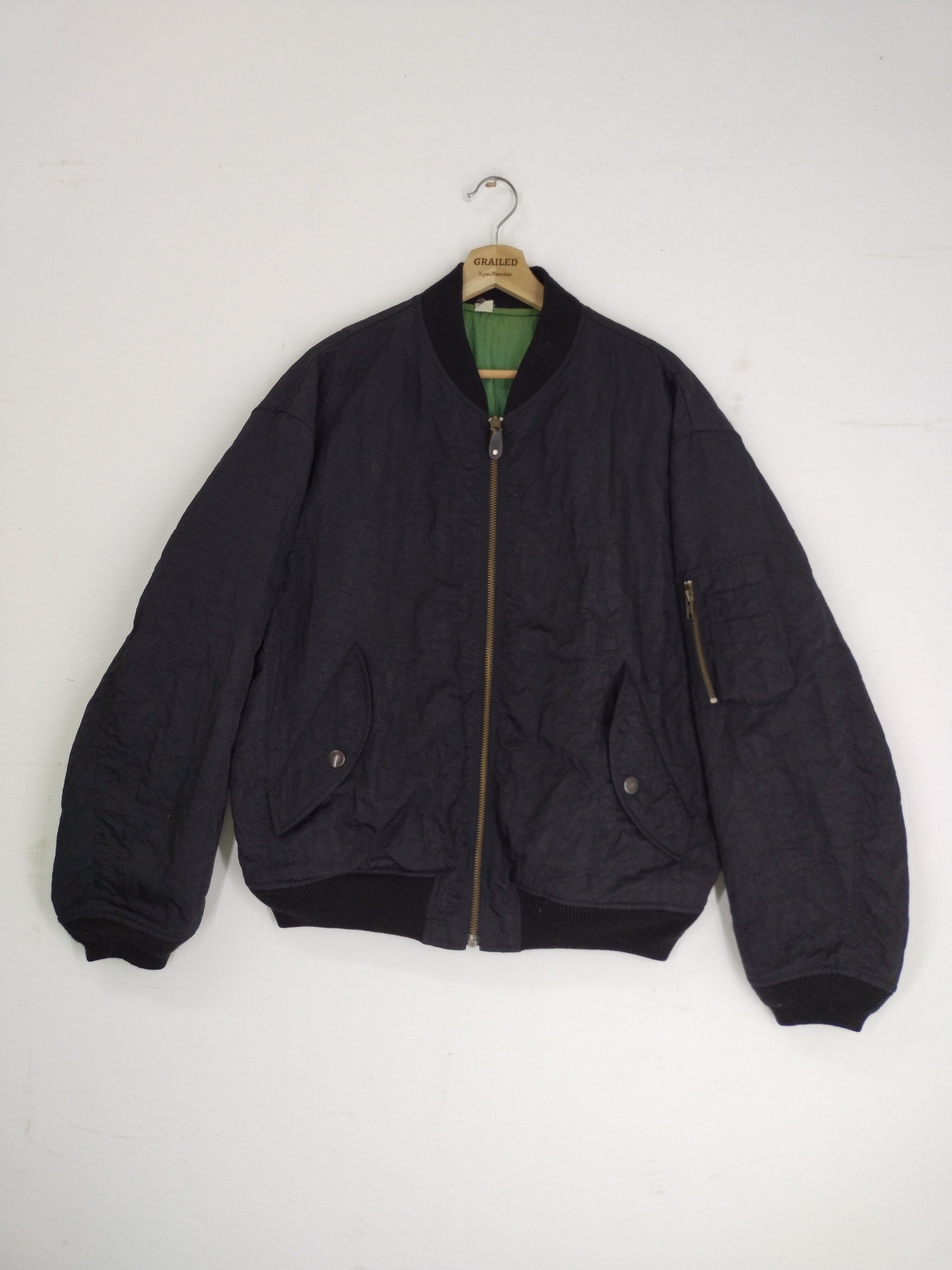 Japanese Brand Vintage 80s Designer by N. Masaki Reversible Bomber Jacket Size US L / EU 52-54 / 3 - 4 Thumbnail