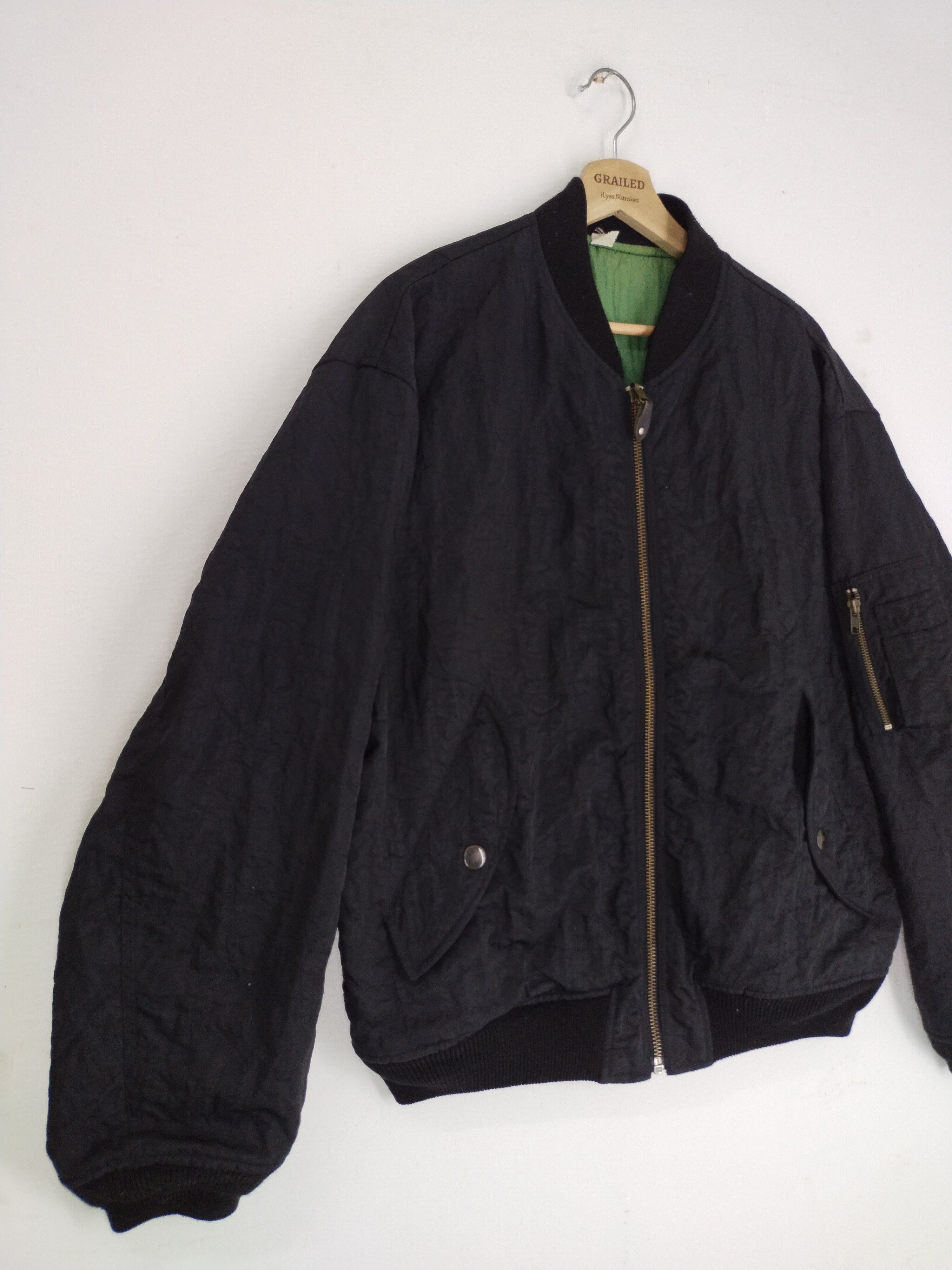 Japanese Brand Vintage 80s Designer by N. Masaki Reversible Bomber Jacket Size US L / EU 52-54 / 3 - 2 Thumbnail