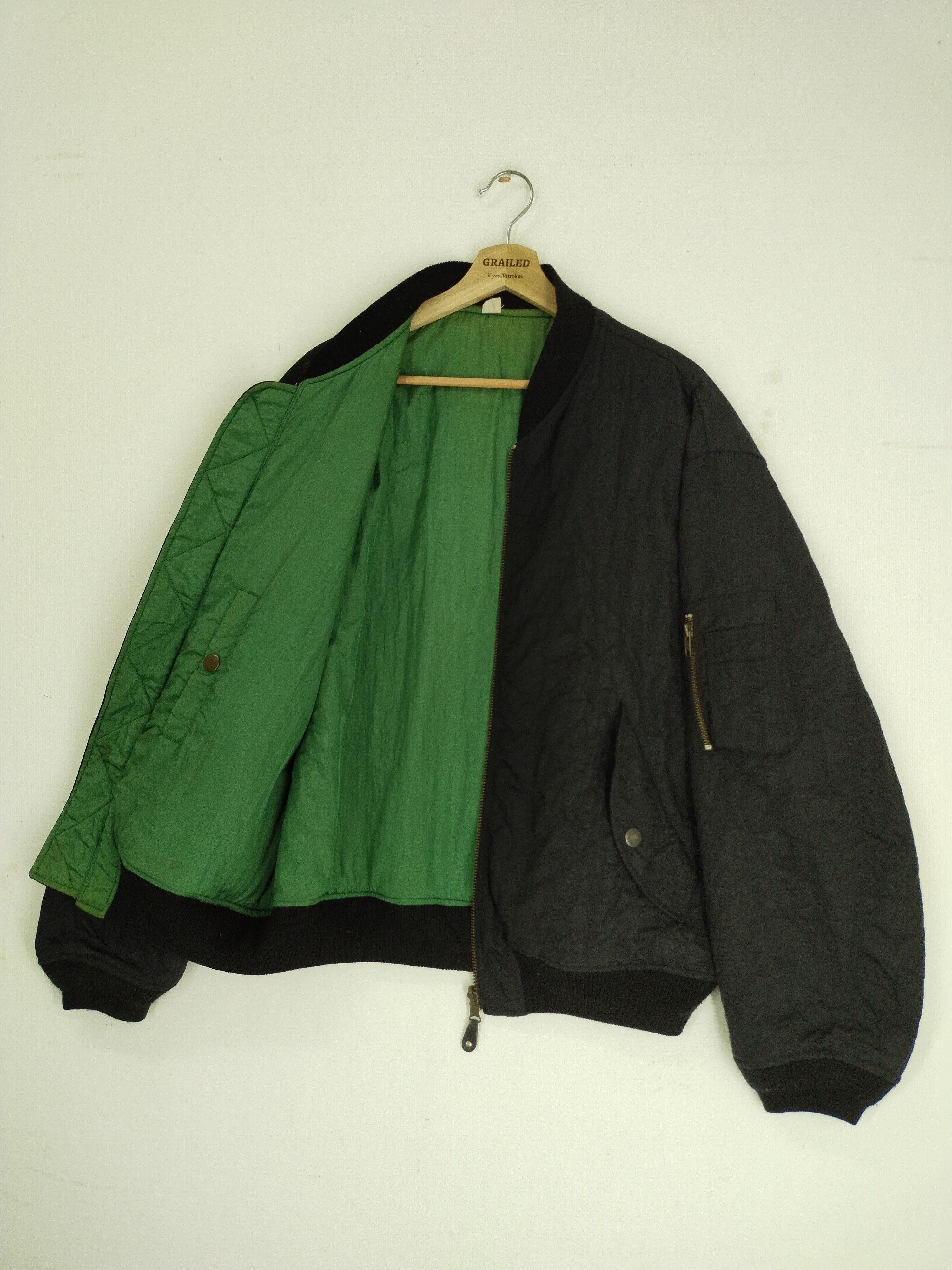 Japanese Brand Vintage 80s Designer by N. Masaki Reversible Bomber Jacket Size US L / EU 52-54 / 3 - 13 Thumbnail