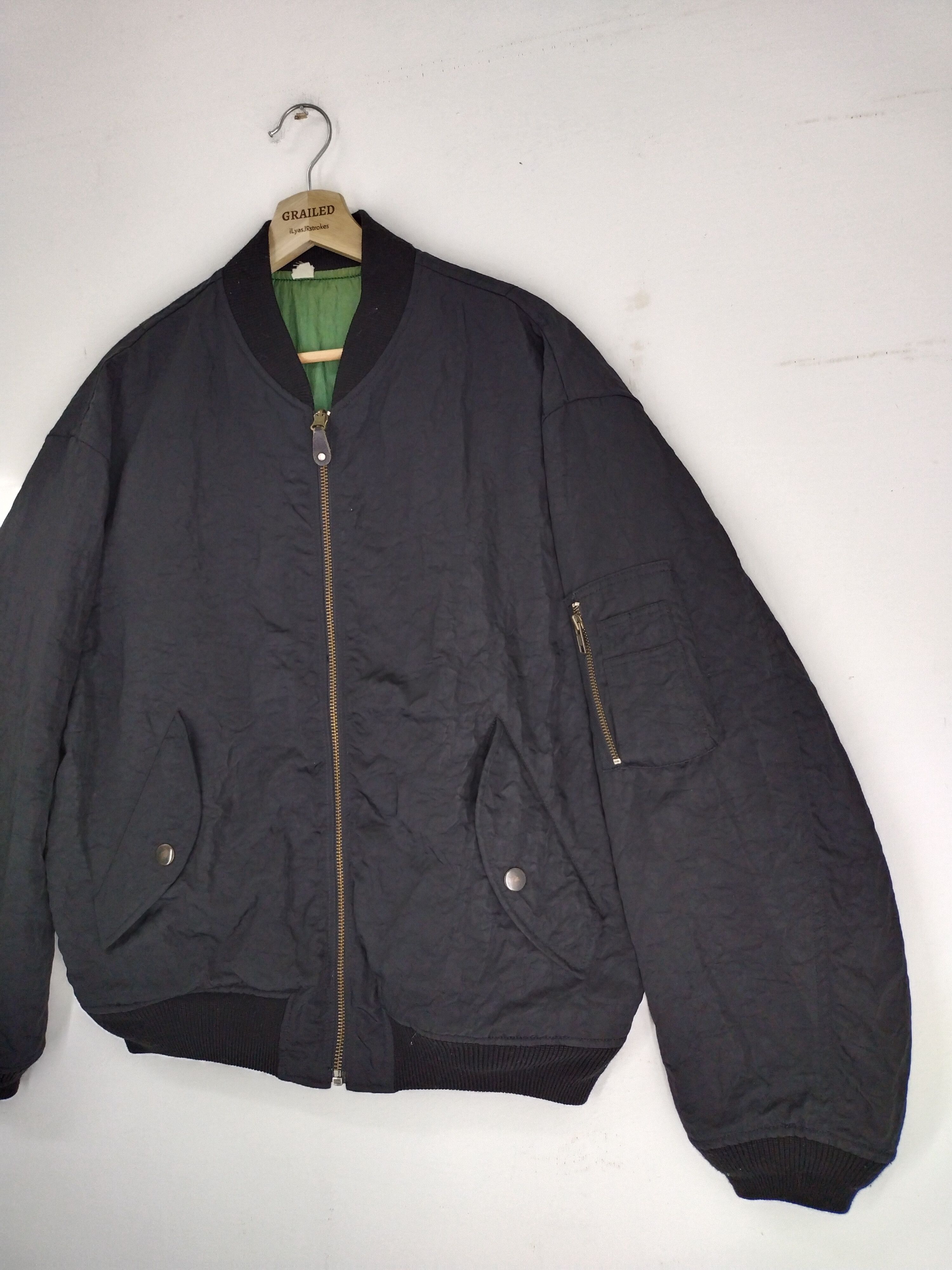 Japanese Brand Vintage 80s Designer by N. Masaki Reversible Bomber Jacket Size US L / EU 52-54 / 3 - 3 Thumbnail