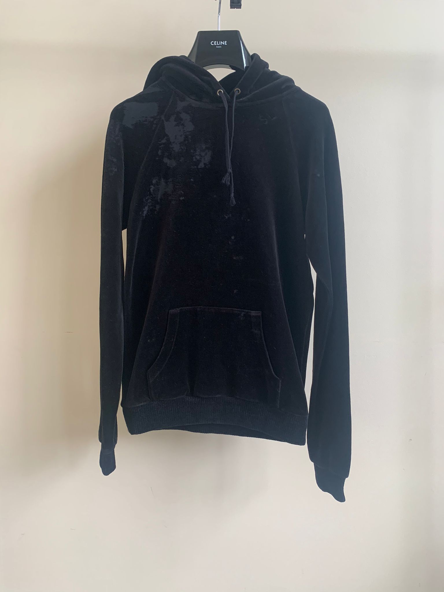 Image of Saint Laurent Paris Distressed Logo Hoodie In Black, Men's (Size Small)