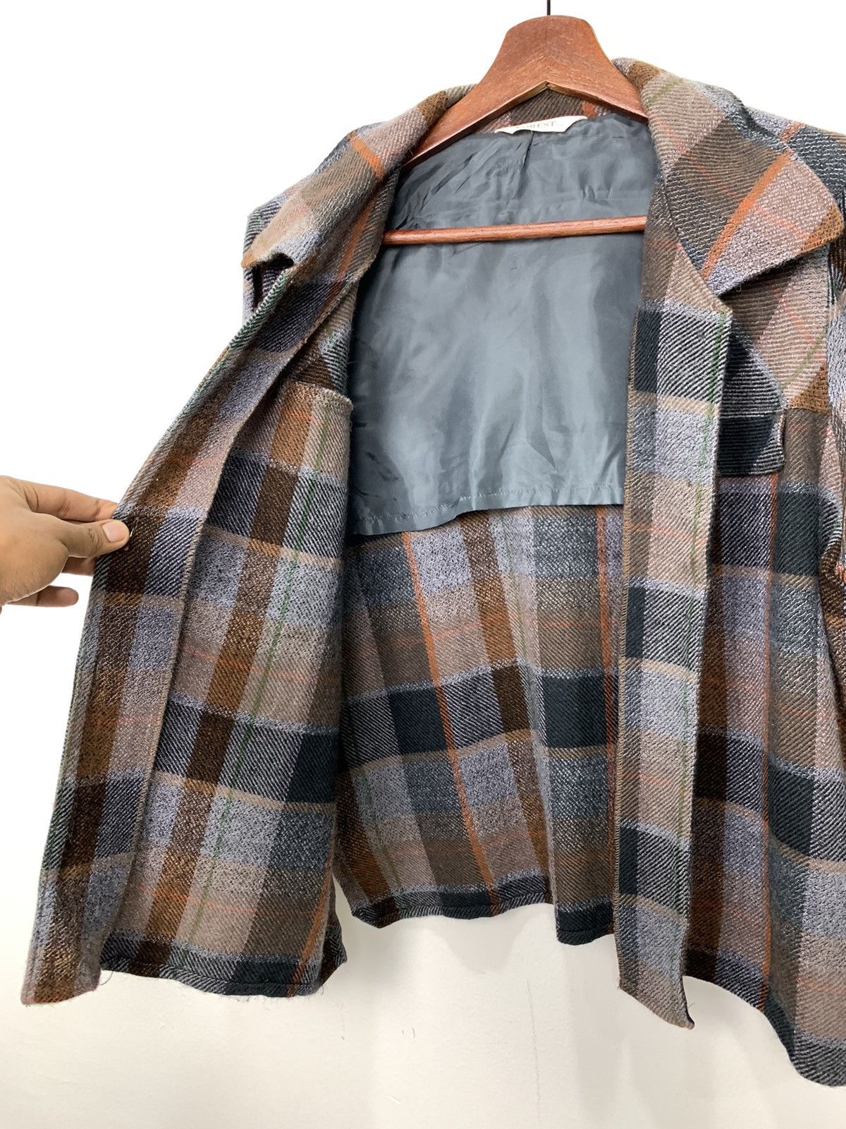 Woolrich Woolen Mills FOREST Wool Mohair Plaid Checker Retro Trucker Chore Jacket Size US L / EU 52-54 / 3 - 13 Thumbnail