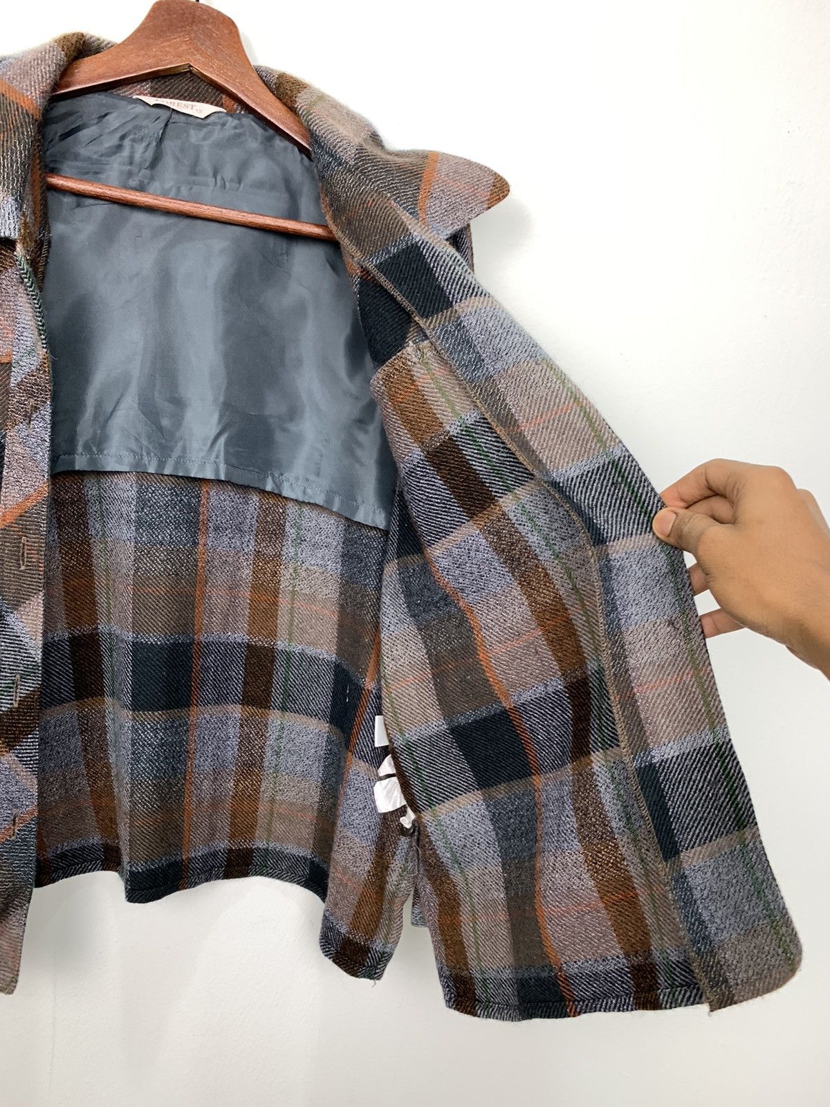 Woolrich Woolen Mills FOREST Wool Mohair Plaid Checker Retro Trucker Chore Jacket Size US L / EU 52-54 / 3 - 14 Thumbnail