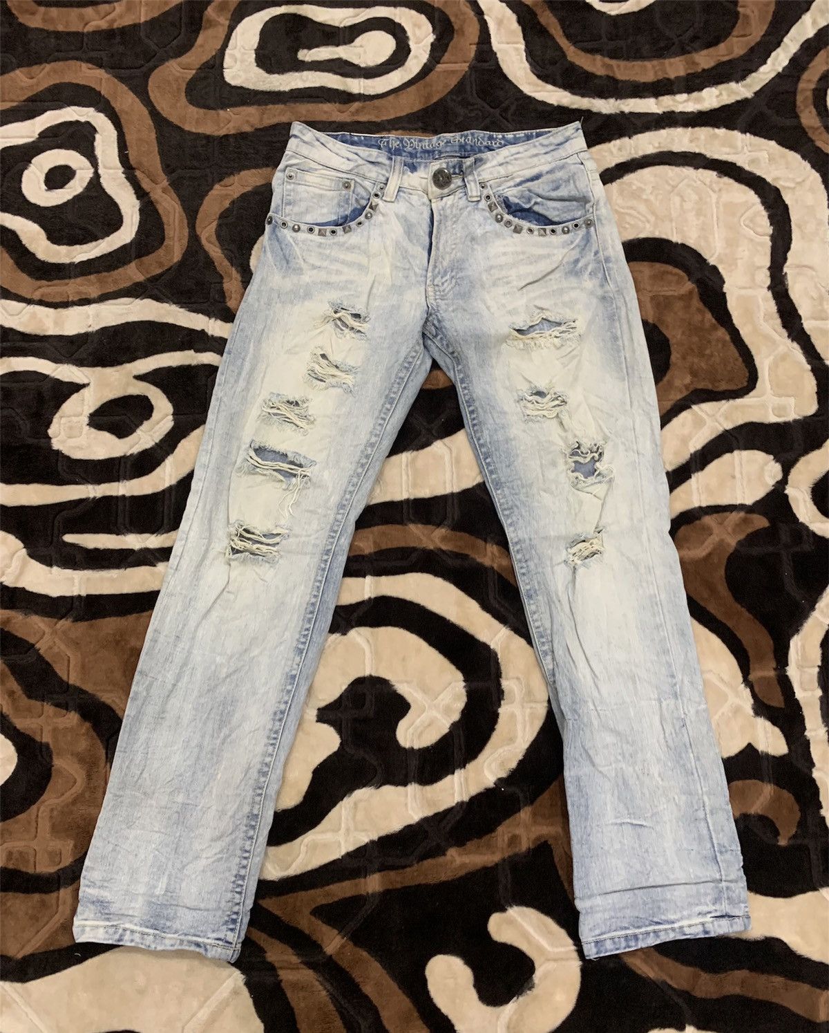 Japanese Brand THE VINTAGE STANDARD Studded Original Jean Distressed Denim Size US 30 / EU 46 - 1 Thumbnail