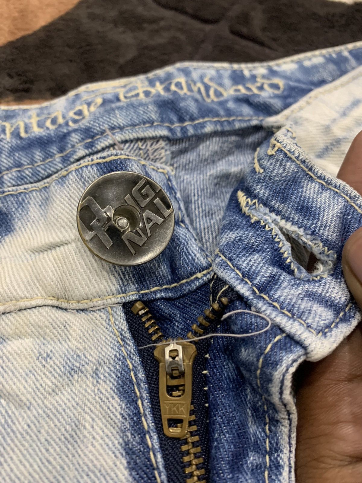 Japanese Brand THE VINTAGE STANDARD Studded Original Jean Distressed Denim Size US 30 / EU 46 - 11 Thumbnail