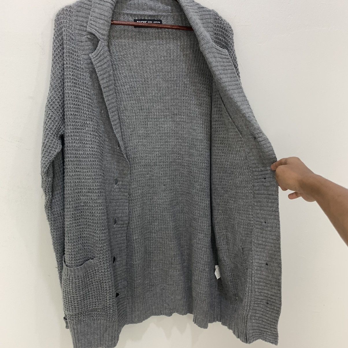 Homespun Knitwear × Japanese Brand BACKS SEVEN LOVELESS BLACK Waffle Knitwear Cardigan Sweater Size XL / US 12-14 / IT 48-50 - 16 Thumbnail