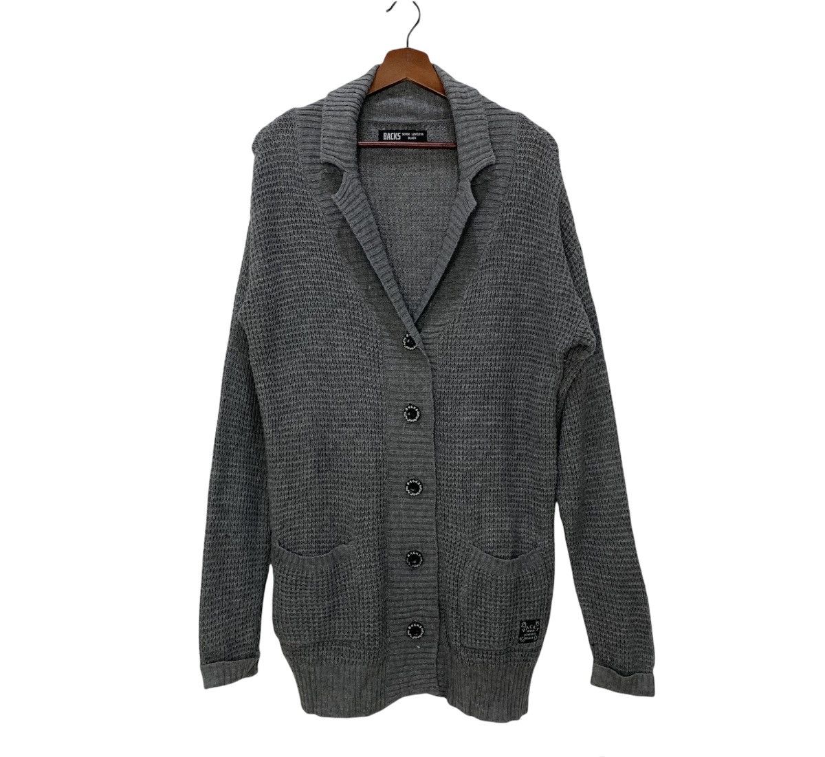 BACKS SEVEN LOVELESS BLACK Waffle Knitwear Cardigan Sweater