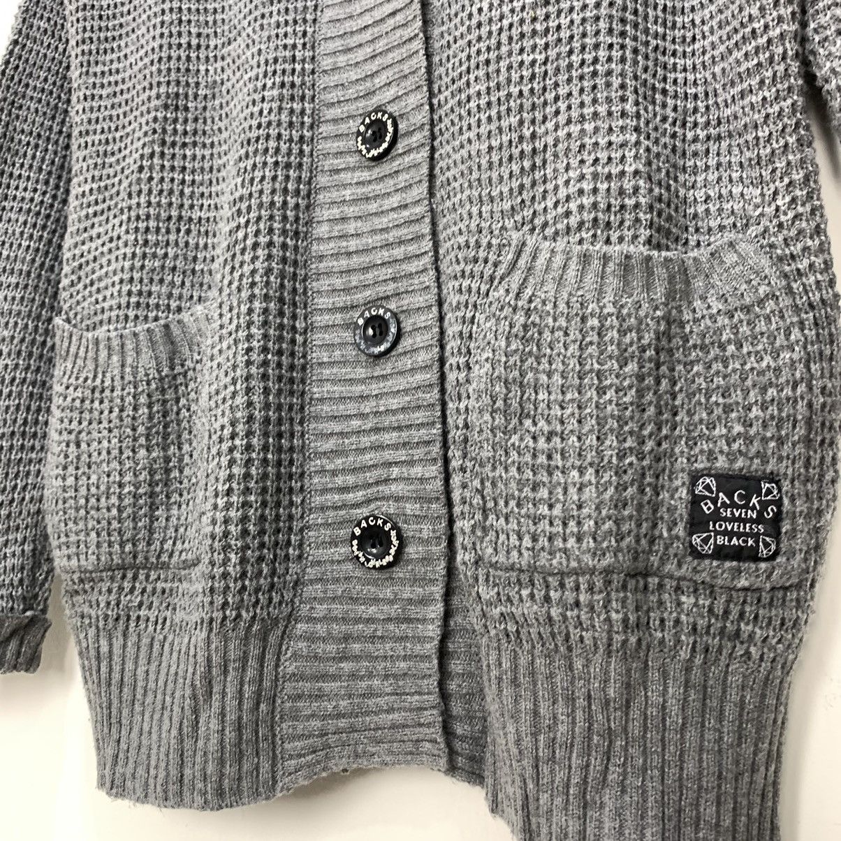 Homespun Knitwear × Japanese Brand BACKS SEVEN LOVELESS BLACK Waffle Knitwear Cardigan Sweater Size XL / US 12-14 / IT 48-50 - 9 Thumbnail