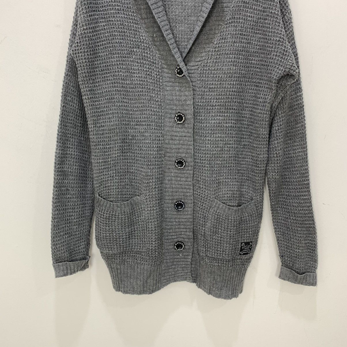 Homespun Knitwear × Japanese Brand BACKS SEVEN LOVELESS BLACK Waffle Knitwear Cardigan Sweater Size XL / US 12-14 / IT 48-50 - 4 Thumbnail