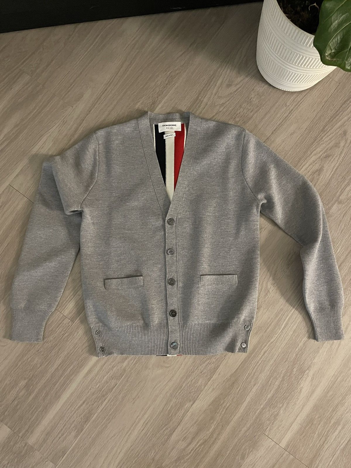 image of Thom Browne Milano Stitch Cardigan in Grey, Men's (Size Small)