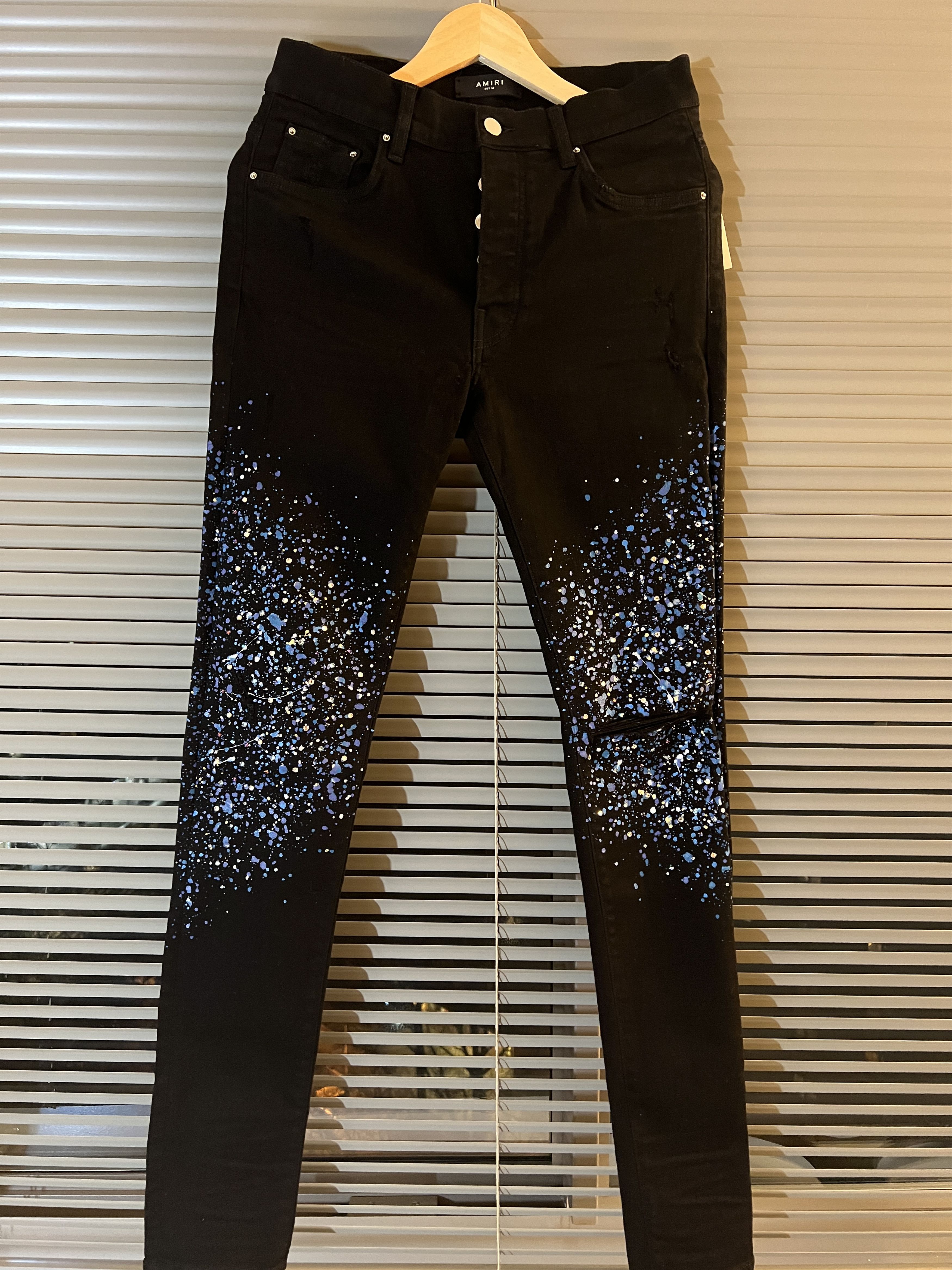 Amiri $1590 NEW AMIRI Black Crystal Painter Jeans Size 32 Size US 32 / EU 48 - 1 Thumbnail